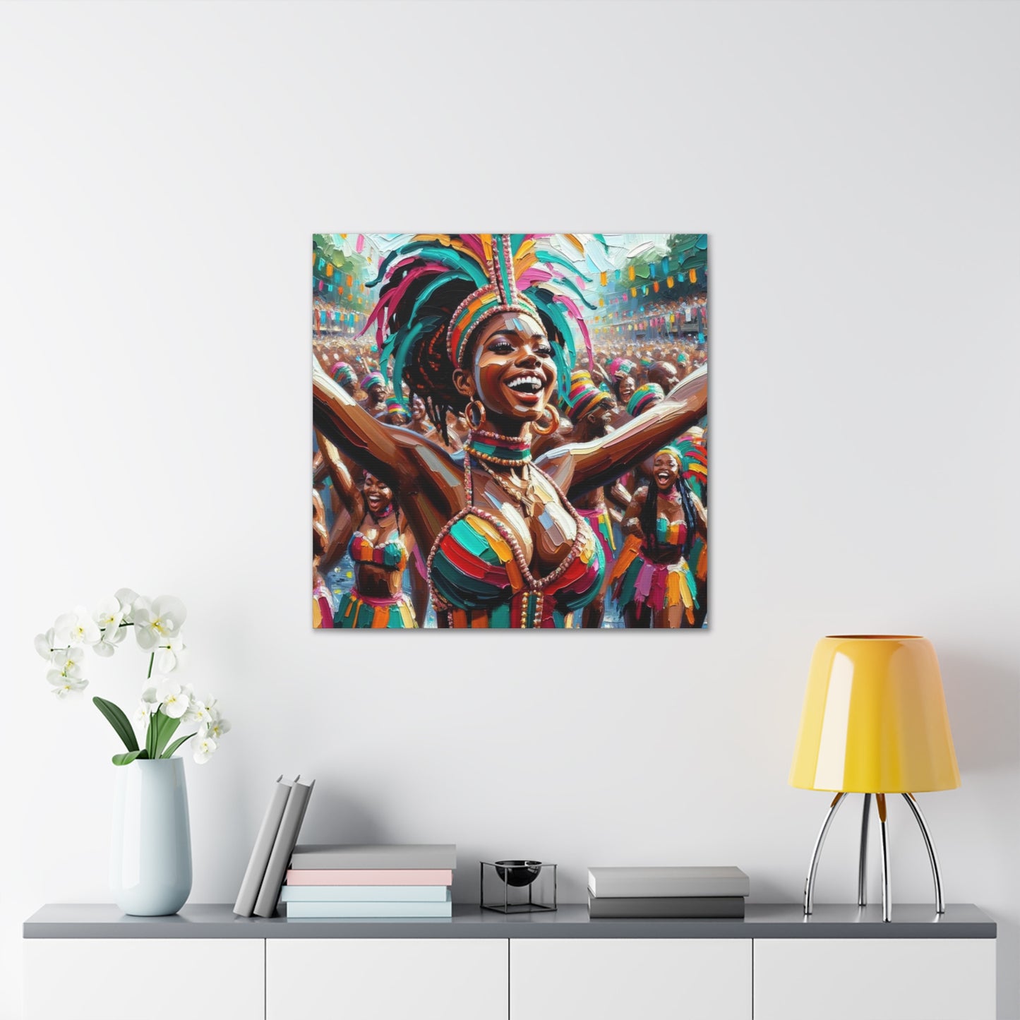 Art Print#2 of Trini Masquerader, Carnival, Oil Finish, West Indian Ethnicity, Cultural, Heritage, Art, Black Woman, Canvas Gallery Wraps