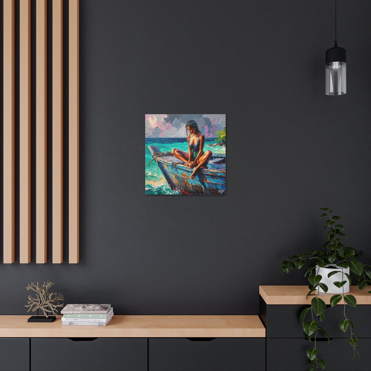 Art Print, Indo-Caribbean Woman, Oil Finish, West Indian Ethnicity, Cultural, Heritage, Semi-Abstract, Canvas Gallery Wrap