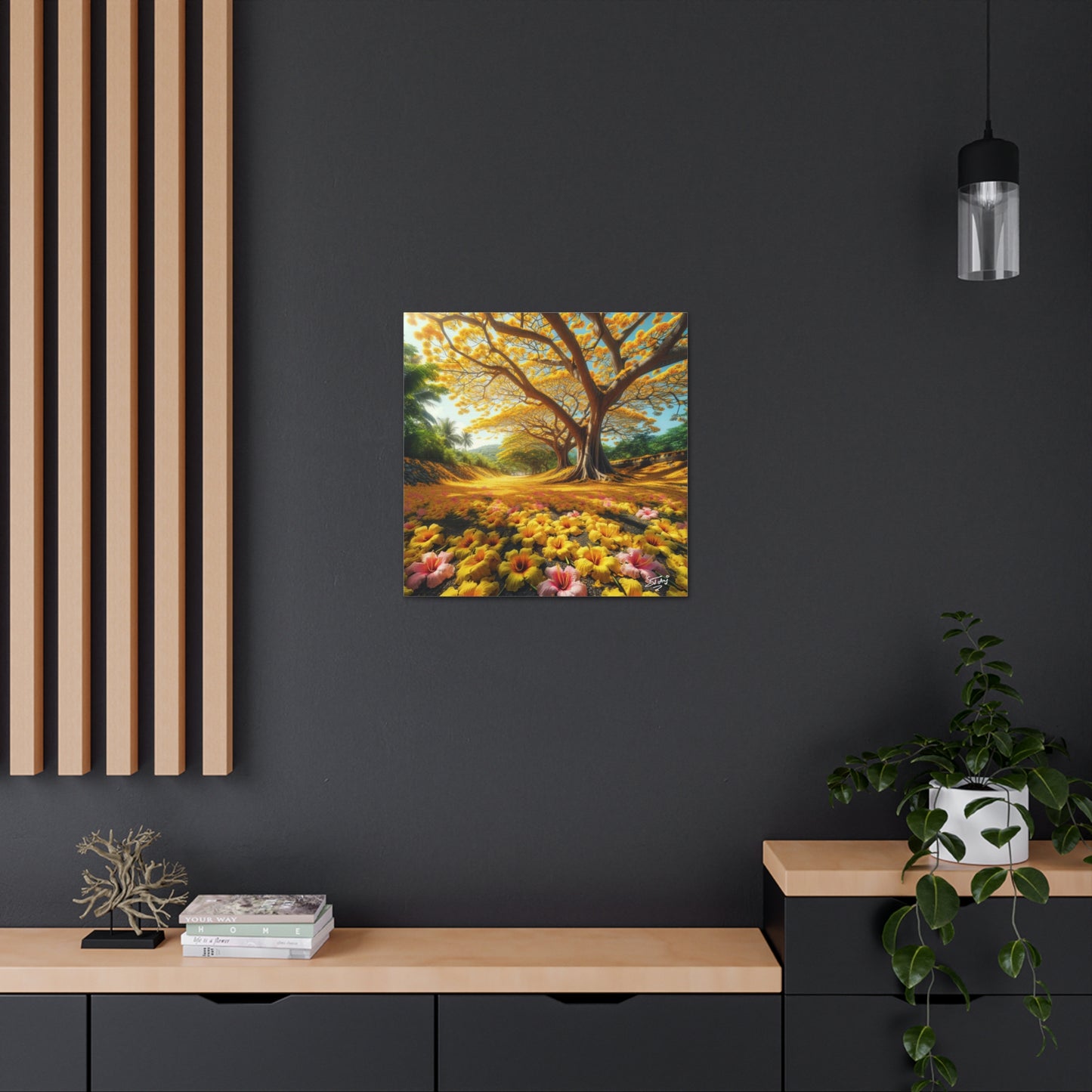 Print of Poui Trees on a sunny day in the Caribbean, Canvas Gallery Wraps