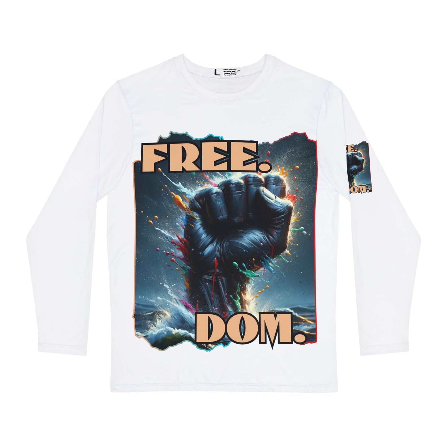 Men's Brushed Polyester Long Sleeve Shirt (AOP) "FREE.DOM."