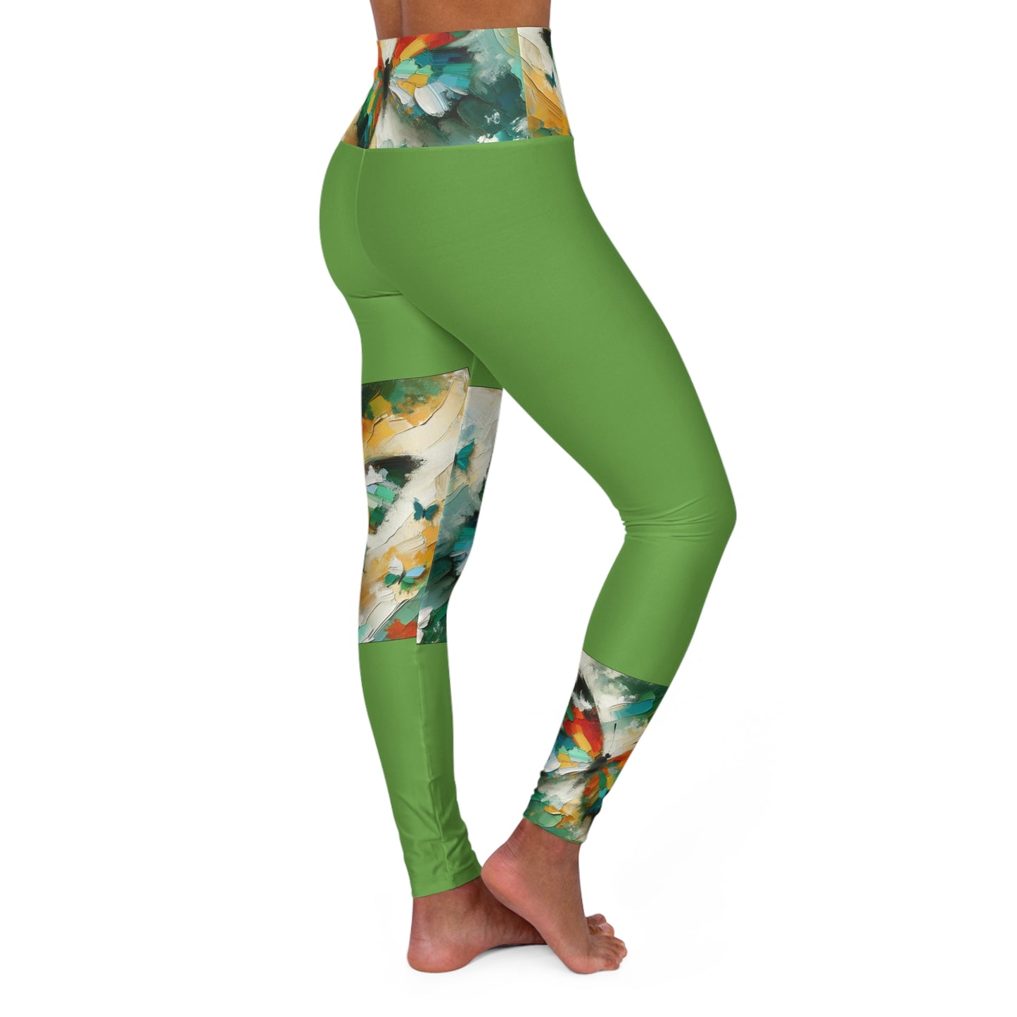 High Waisted Yoga Leggings (AOP) Abstract "Butterfly" Print