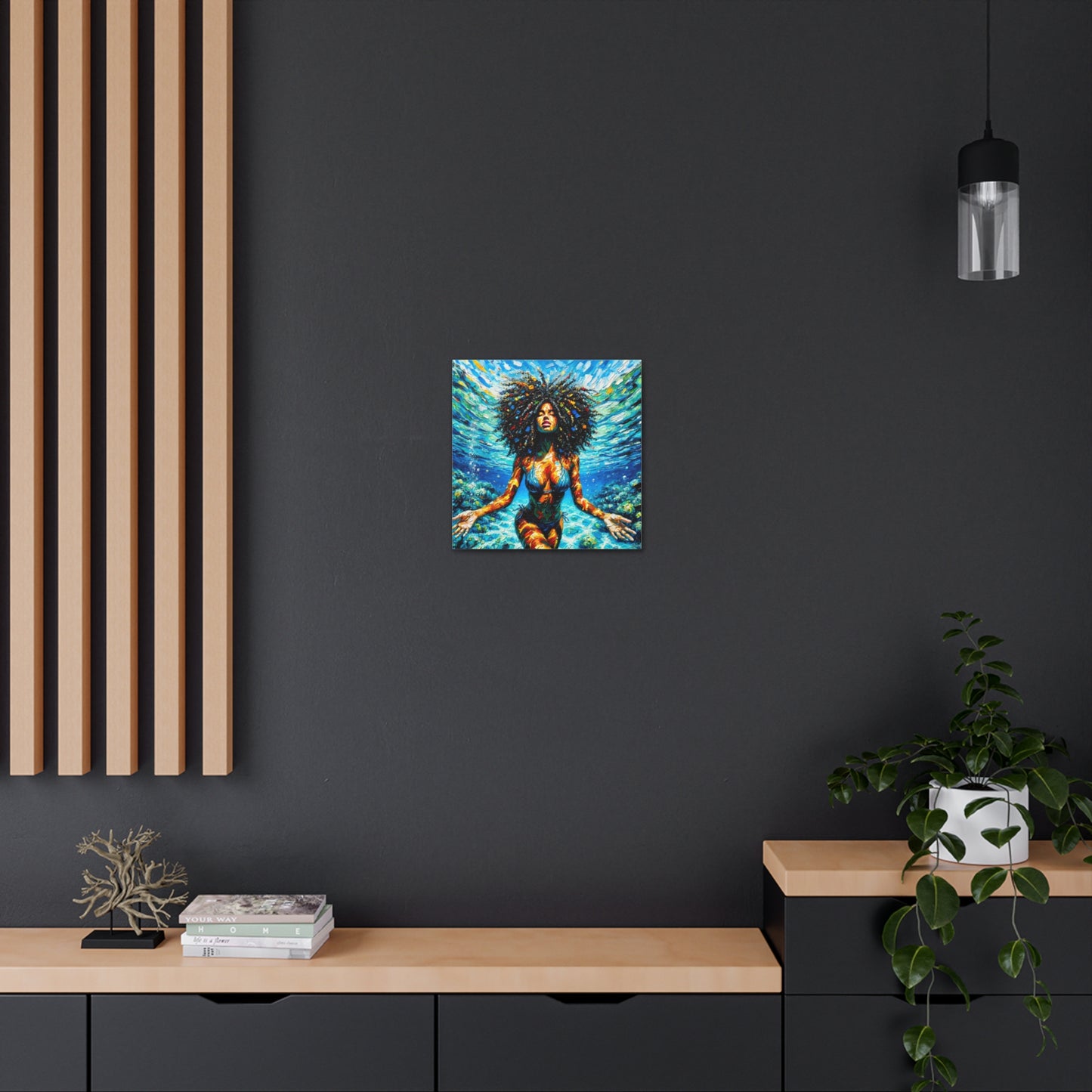 Art Print, Afro-Caribbean Woman, "Submerged" Abstract Oil Finish, West Indian Ethnicity, Cultural, Heritage, Abstract, Canvas Gallery Wrap