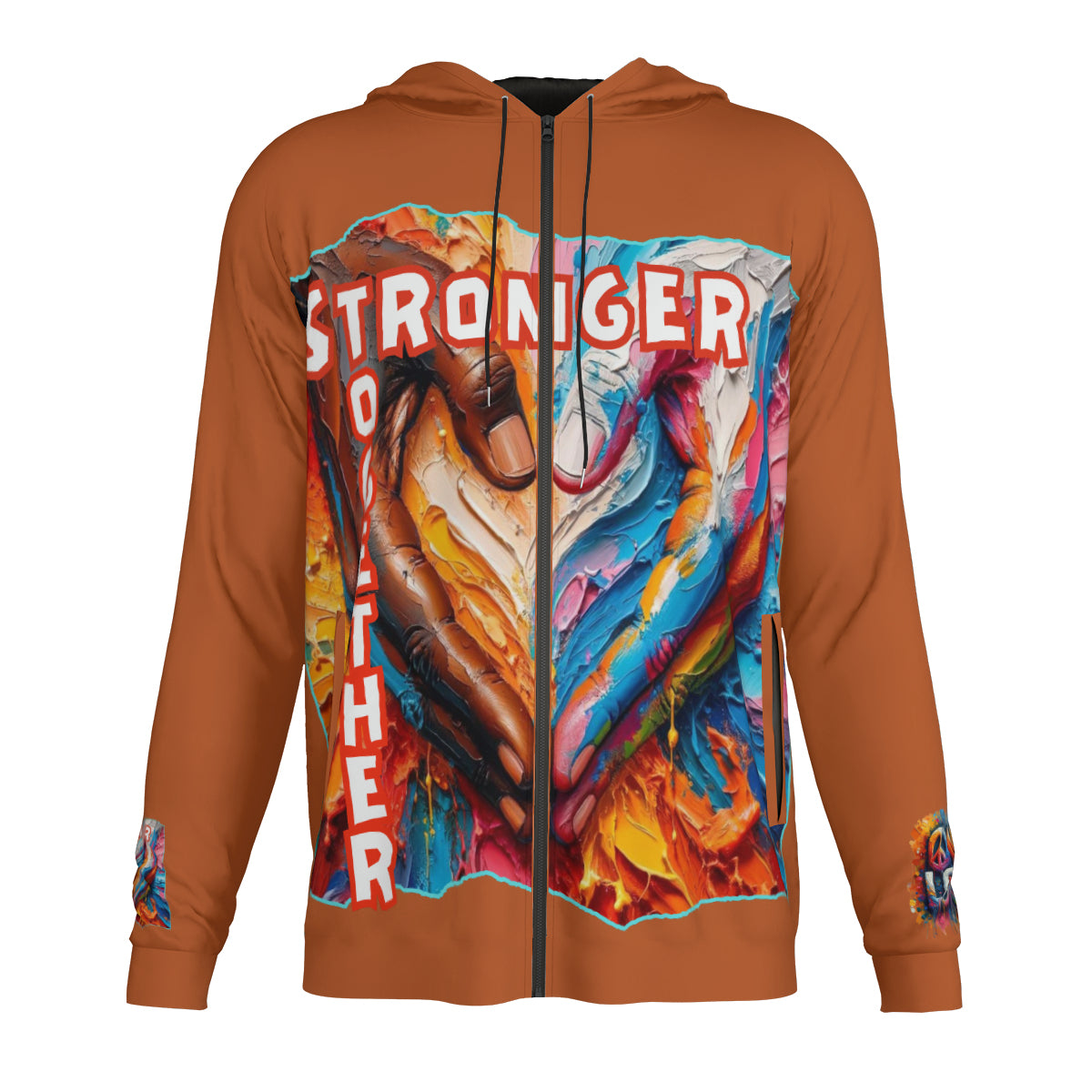 Men's Lightweight Zip Up Hoodie | Polyester "Stronger Together"