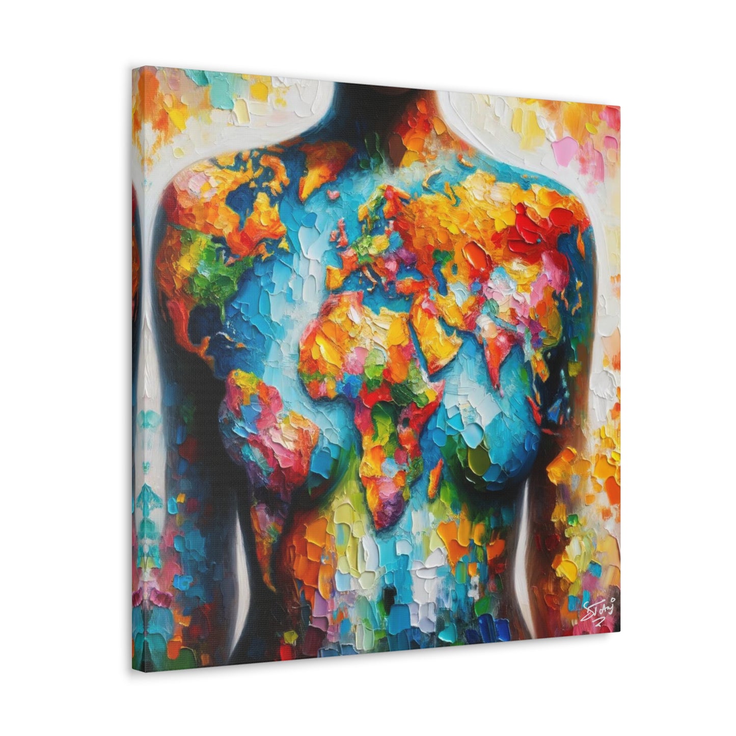 Art Print, African Woman, "World Unity," Oil Finish, One Love, West Indian Ethnicity, Cultural, Heritage, Semi-Abstract, Canvas Gallery Wrap