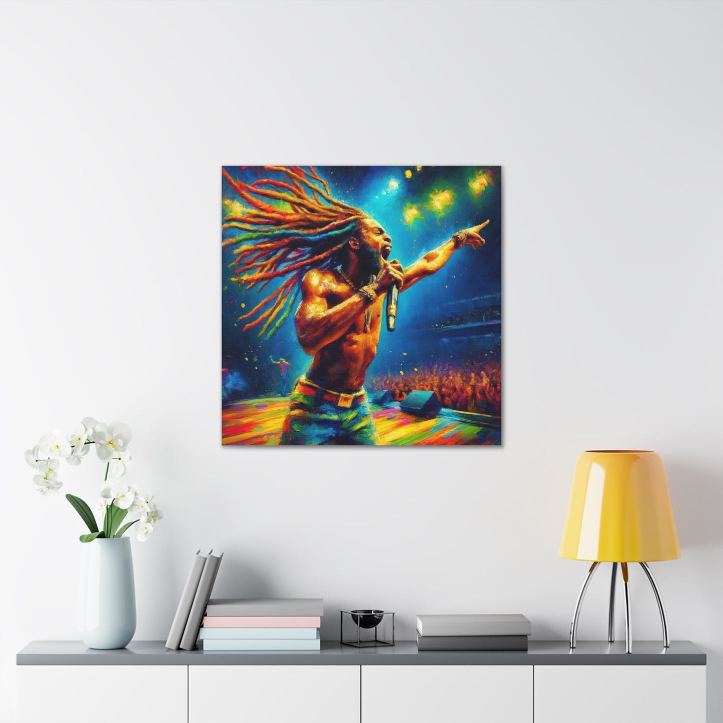 Art Print, Soca Artist, Oil Finish, West Indian Ethnicity, Cultural, Heritage, Semi-Abstract, Canvas Gallery Wrap