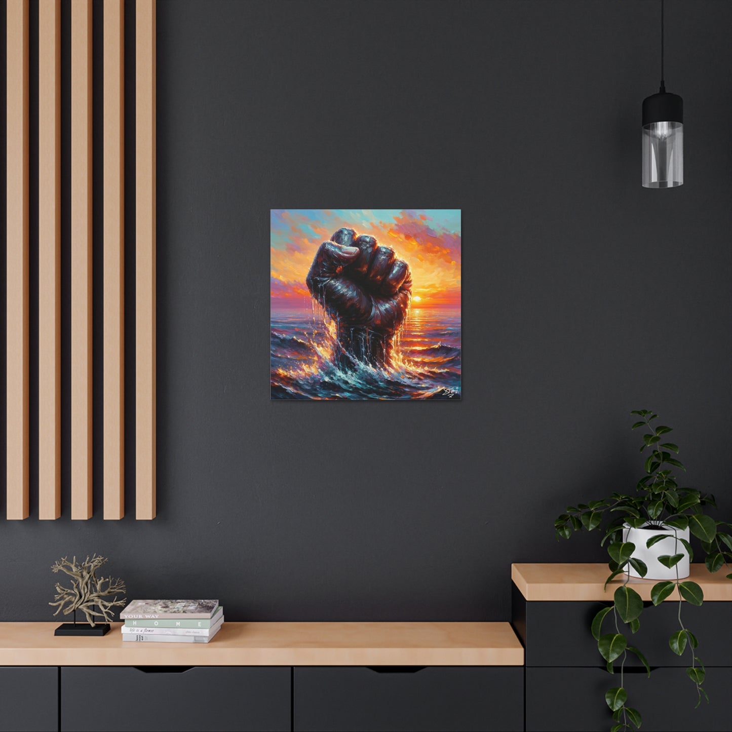 Art Print, Afro-Caribbean Man, Oil Finish, Unity, One Love, Semi-Abstract, Canvas Gallery Wrap