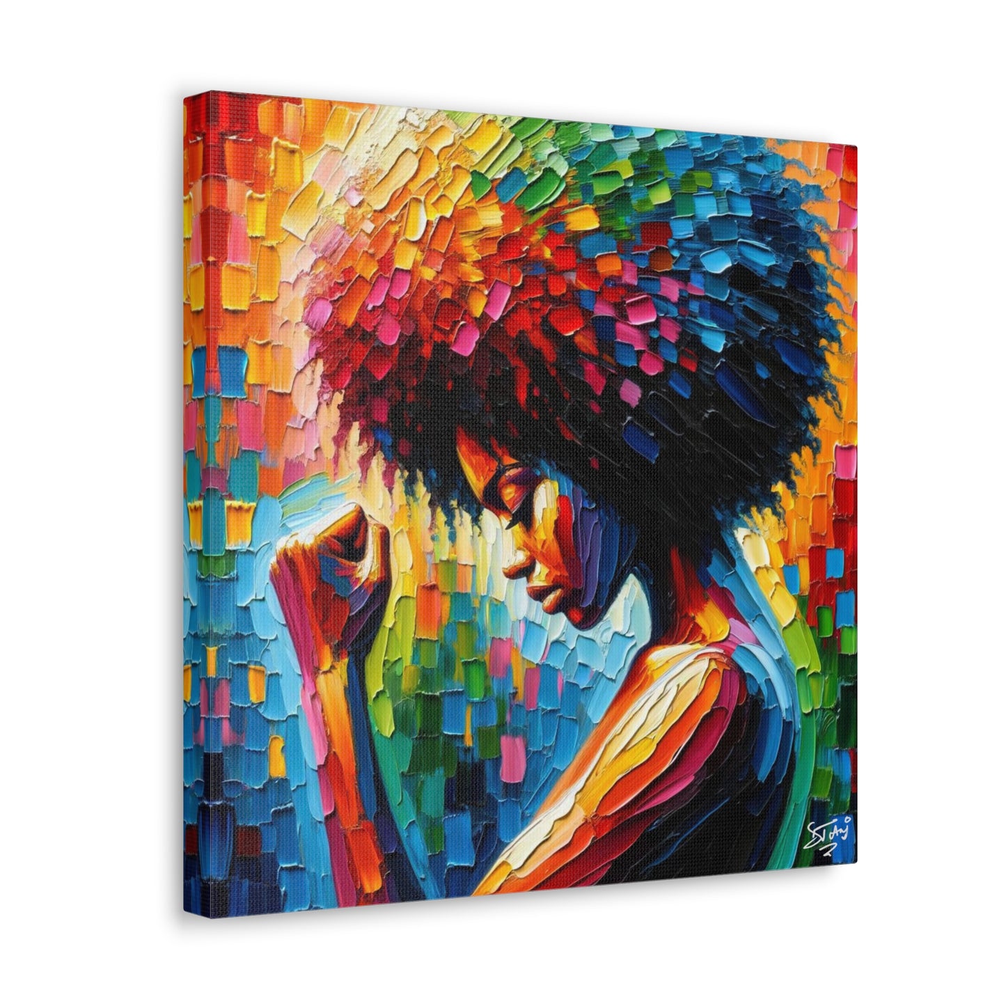 Art Print, Afro-Caribbean Woman, Black Power, Oil Finish, West Indian Ethnicity, Cultural, Heritage, Semi-Abstract, Canvas Gallery Wrap