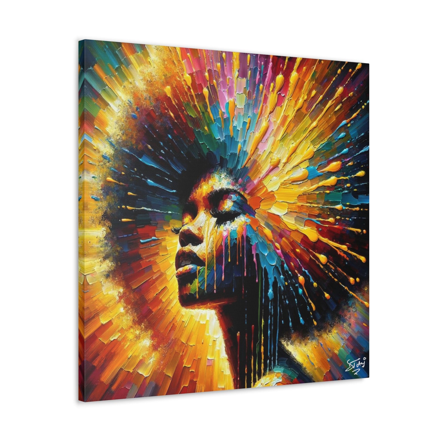 Art Print, Afro-Caribbean Woman, Oil Finish, West Indian Ethnicity, Cultural, Heritage, Semi-Abstract, Canvas Gallery Wrap