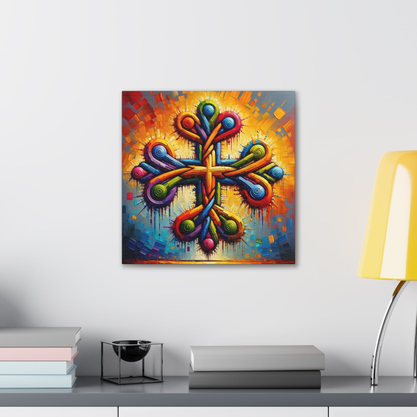 Art Print, "African Unity" Oil Finish, Abstract, One Love, West Indian Ethnicity, Cultural, Heritage, Semi-Abstract, Canvas Gallery Wrap