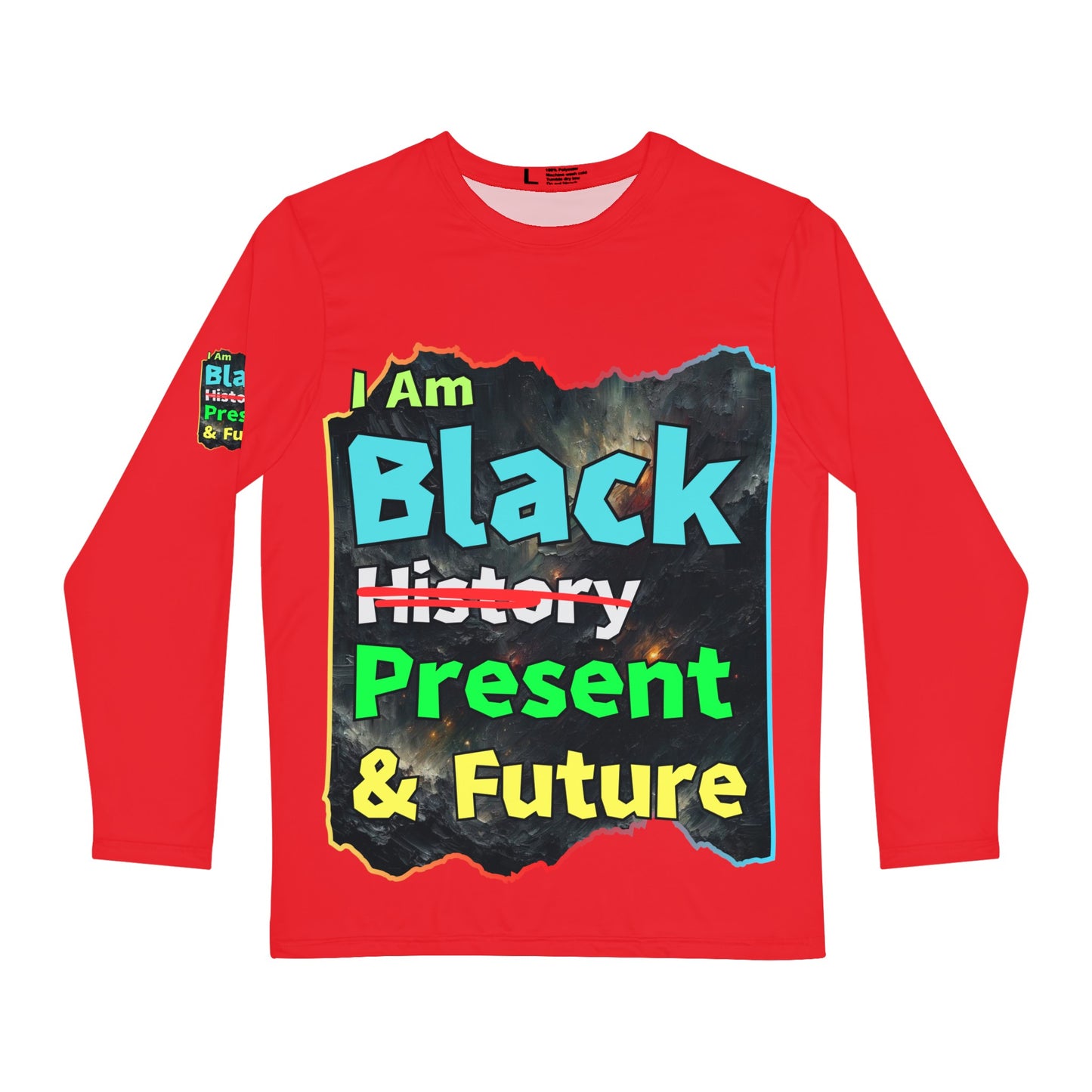 Men's Brushed Polyester Long Sleeve Shirt (AOP) "I Am Black Present & Future"