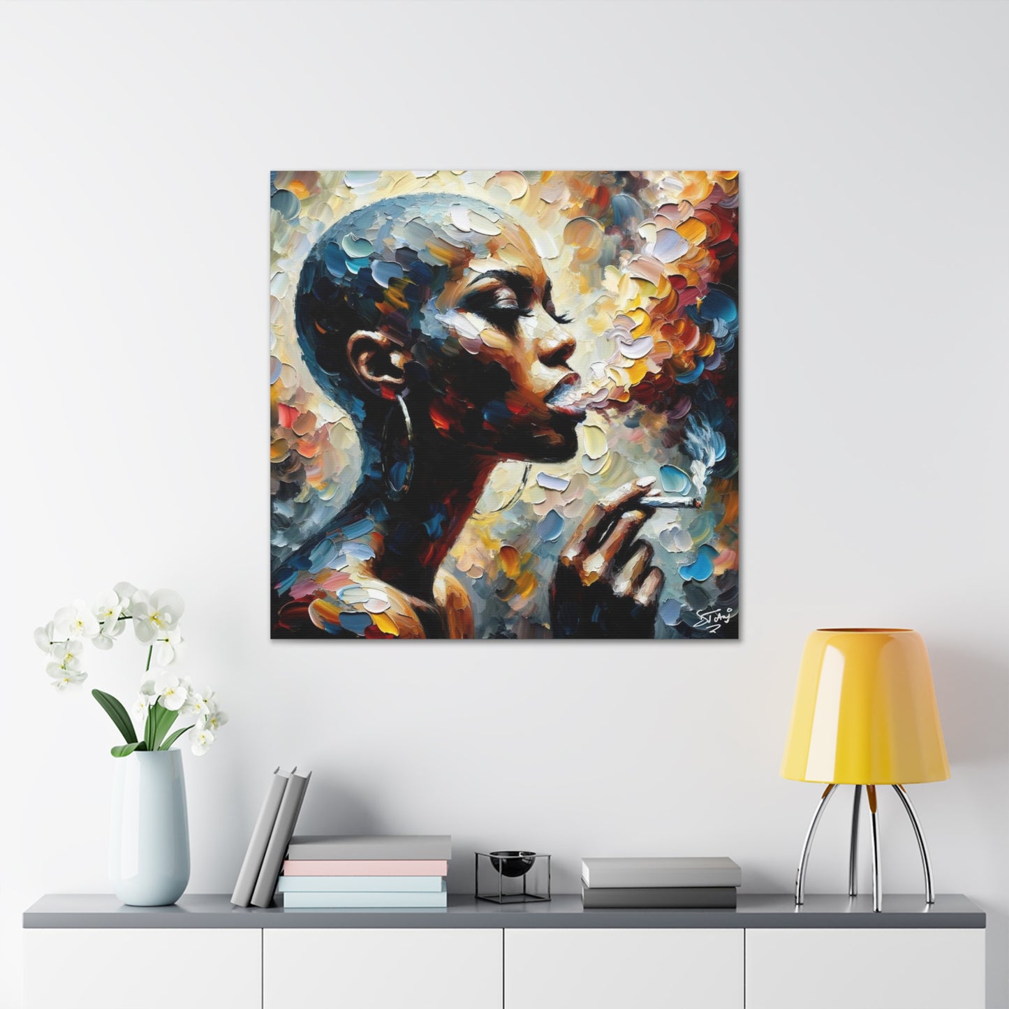 Art Print, Afro-Caribbean Woman, "Confident" Oil Finish, West Indian Ethnicity, Cultural, Heritage, Abstract, Canvas Gallery Wrap