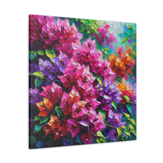 Art Print of Bougainvillea Flowers, Oil Finish, West Indian Art, Canvas Gallery Wraps