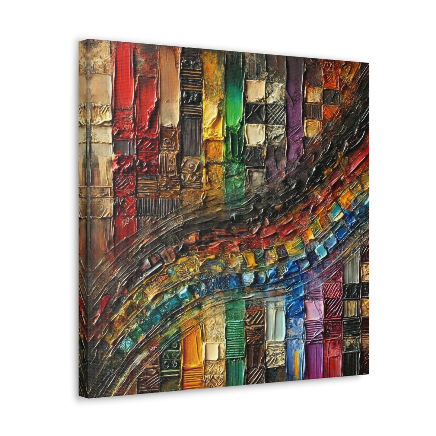 Art Print, African Print, Black Power, Abstract Oil Finish, Unity, One Love, Canvas Gallery Wrap