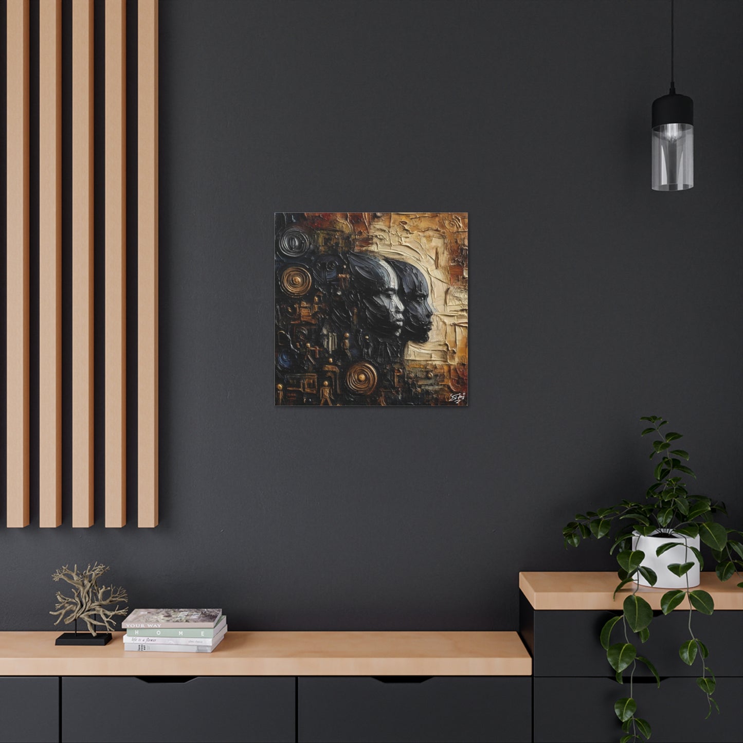 Art Print, African Men "In Abstraction," Black Roots, Oil Finish, Unity, One Love, Abstract, Canvas Gallery Wrap