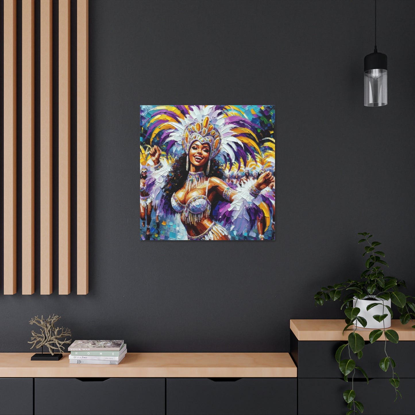 Art Print#9 of Trini Masquerader, Carnival, Oil Finish, West Indian Ethnicity, Cultural, Heritage, Art, Black Woman, Canvas Gallery Wraps