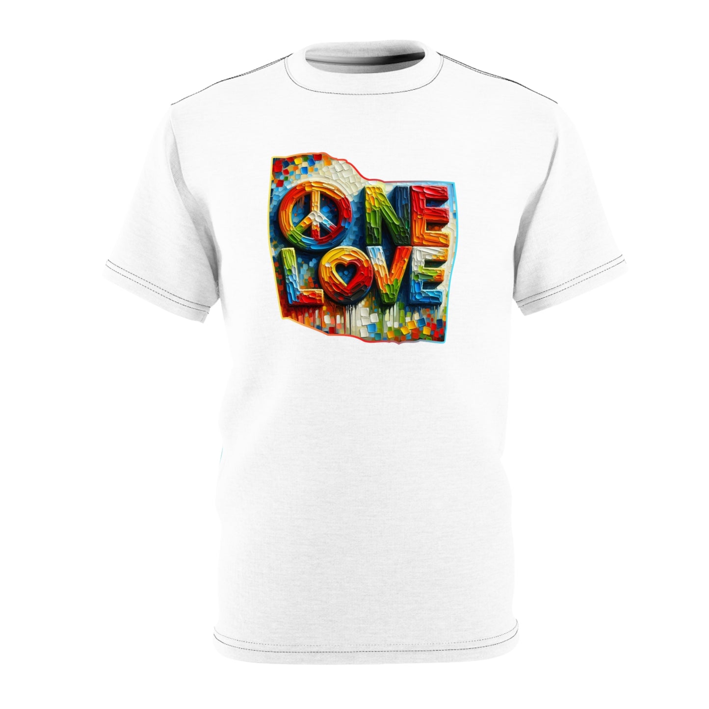 Unisex Cut & Sew Tee (AOP), "One Love"