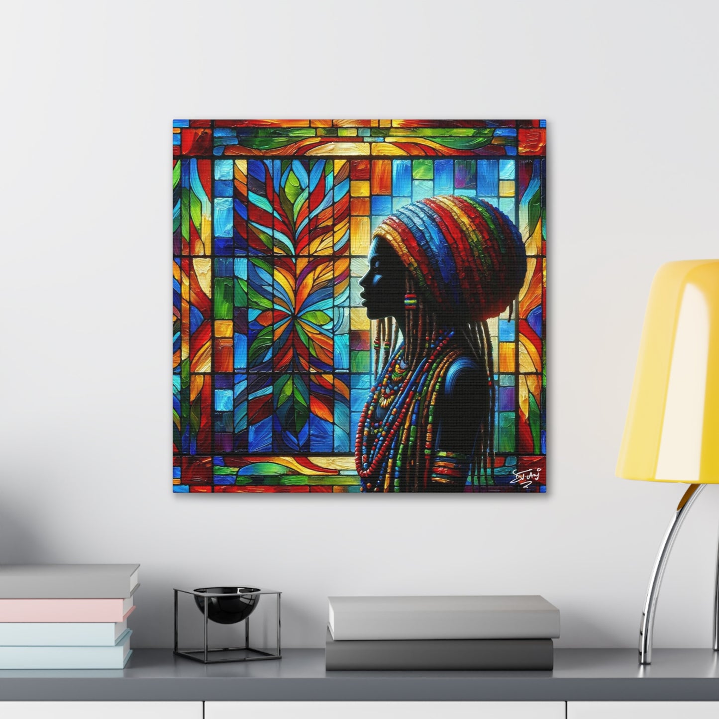 Art Print, Afro-Caribbean Woman, Oil Finish, West Indian Ethnicity, Cultural, Heritage, Semi-Abstract, Canvas Gallery Wrap