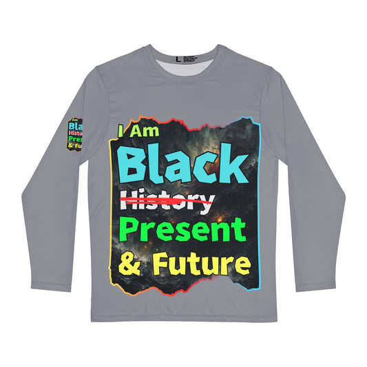 Men's Brushed Polyester Long Sleeve Shirt (AOP) "I Am Black Present & Future"