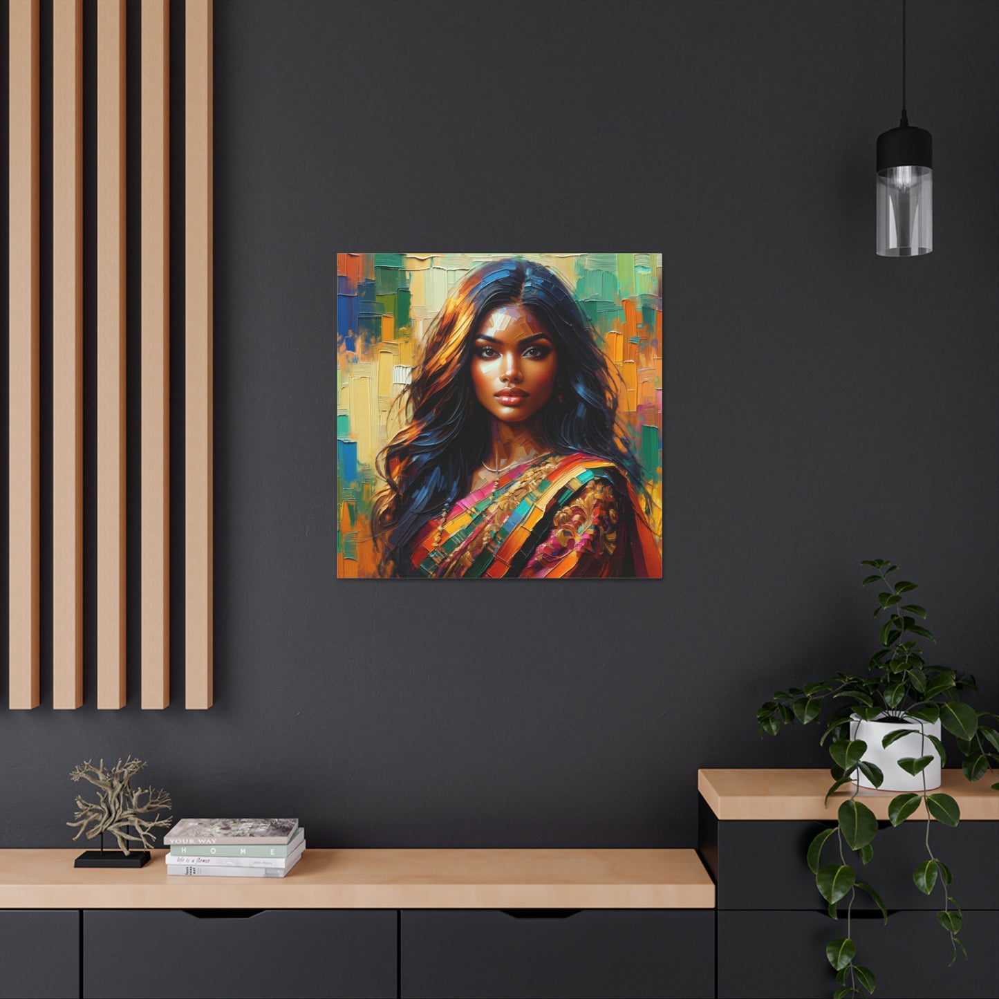 Art Print#2 of Indo-Caribbean Woman, Oil Finish, West Indian Ethnicity, Cultural, Heritage, Art, Black Woman, Canvas Gallery Wraps