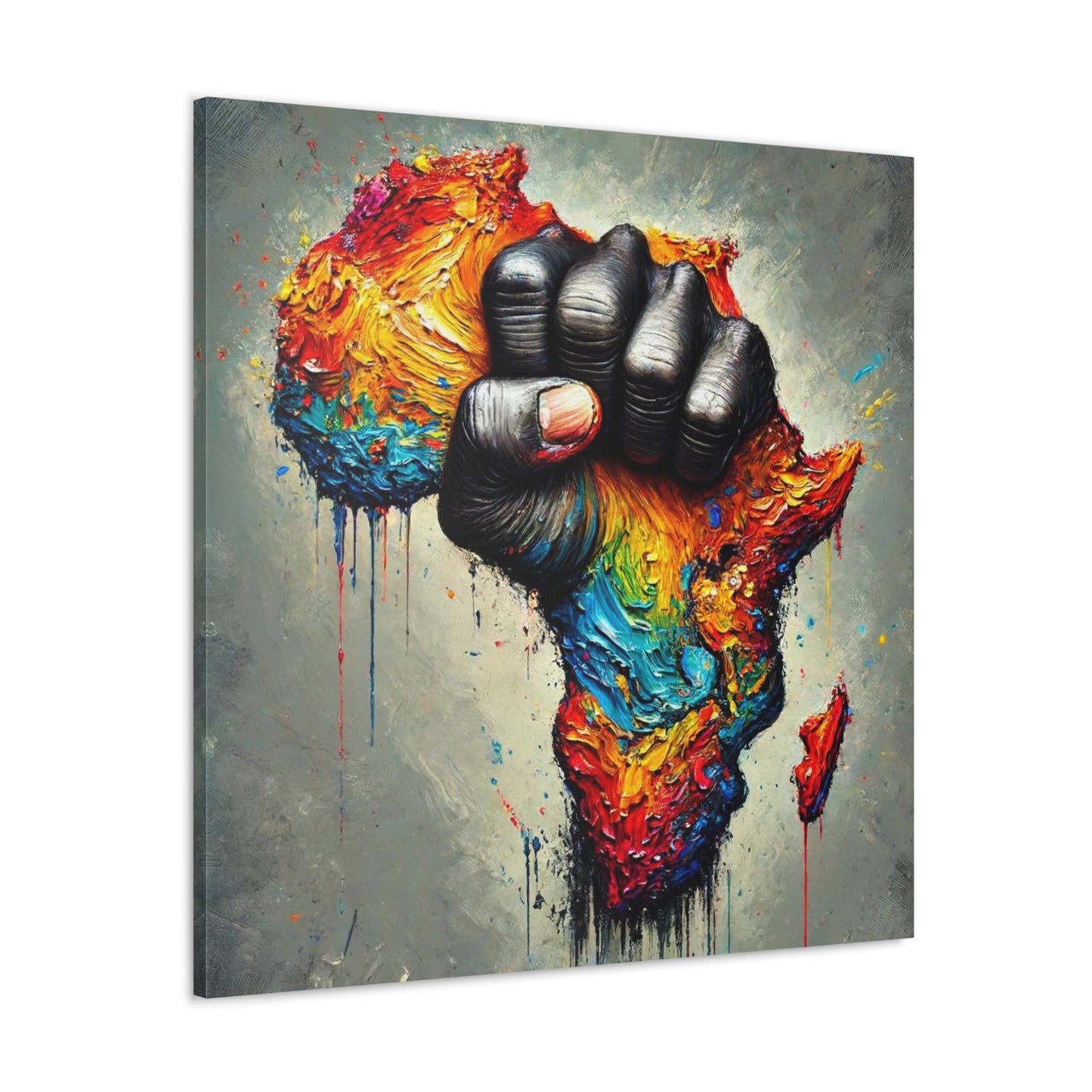 Art Print, "African Unity" Oil Finish, Abstract, One Love, West Indian Ethnicity, Cultural, Heritage, Semi-Abstract, Canvas Gallery Wrap