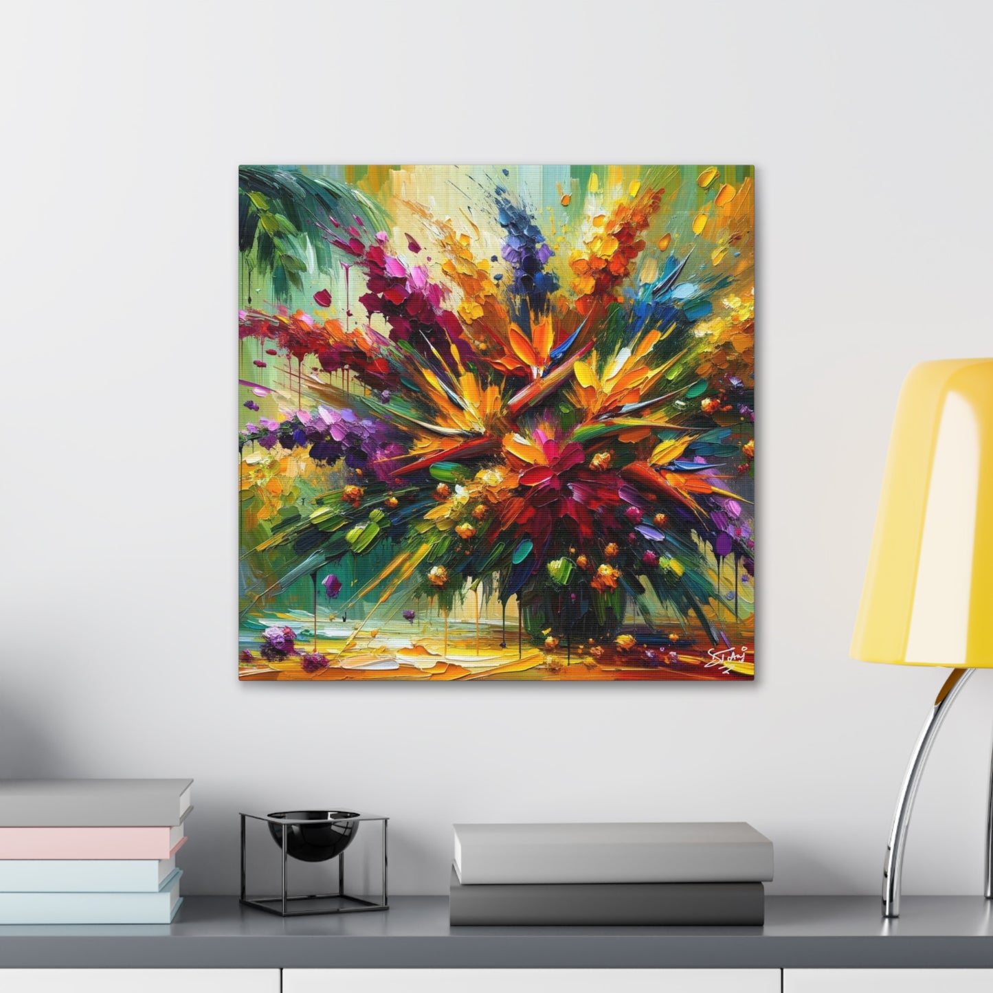 Art Print of Caribbean Bouquet, Oil Finish, West Indian Art, Canvas Gallery Wraps