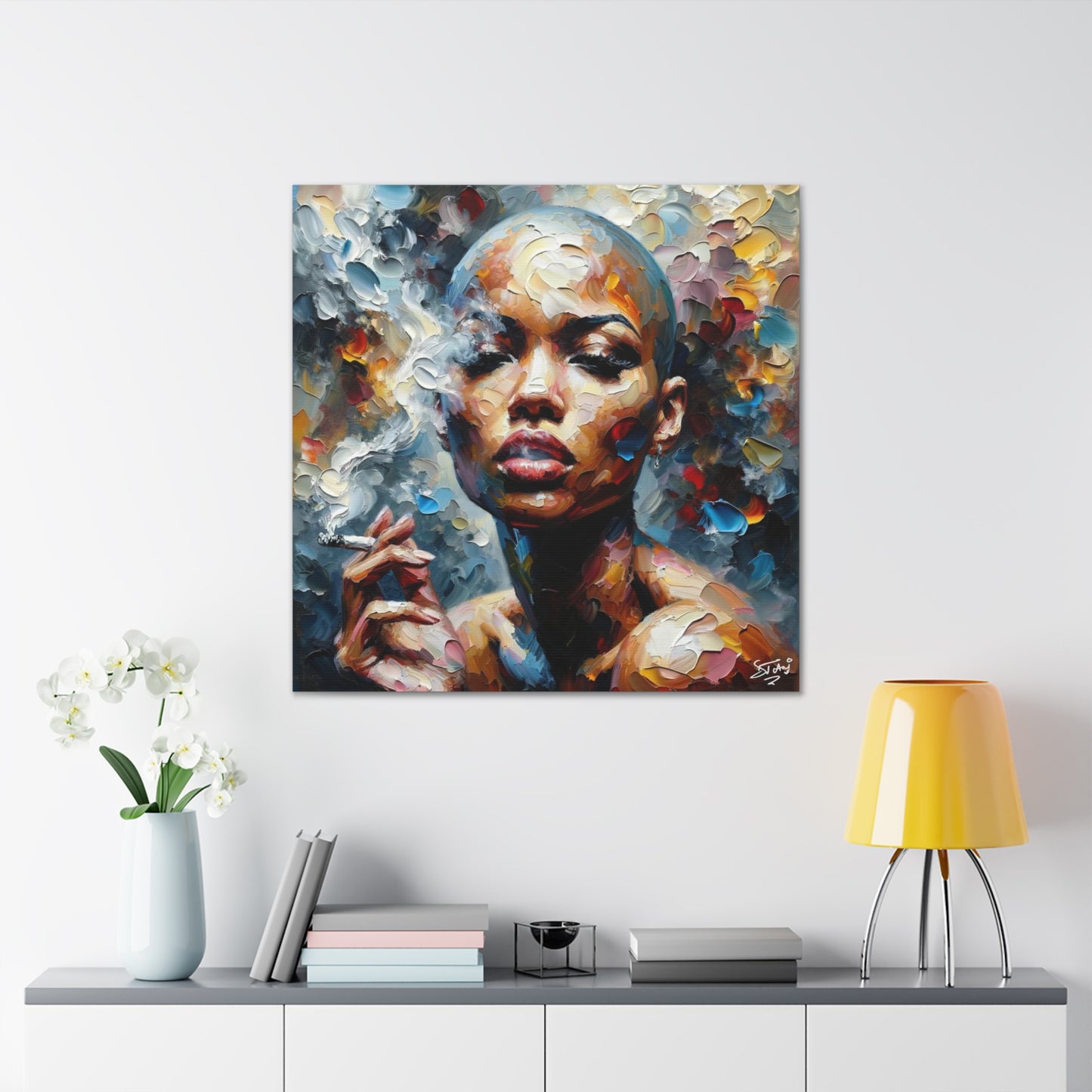 Art Print, Afro-Caribbean Woman, "Confident" Oil Finish, West Indian Ethnicity, Cultural, Heritage, Abstract, Canvas Gallery Wrap