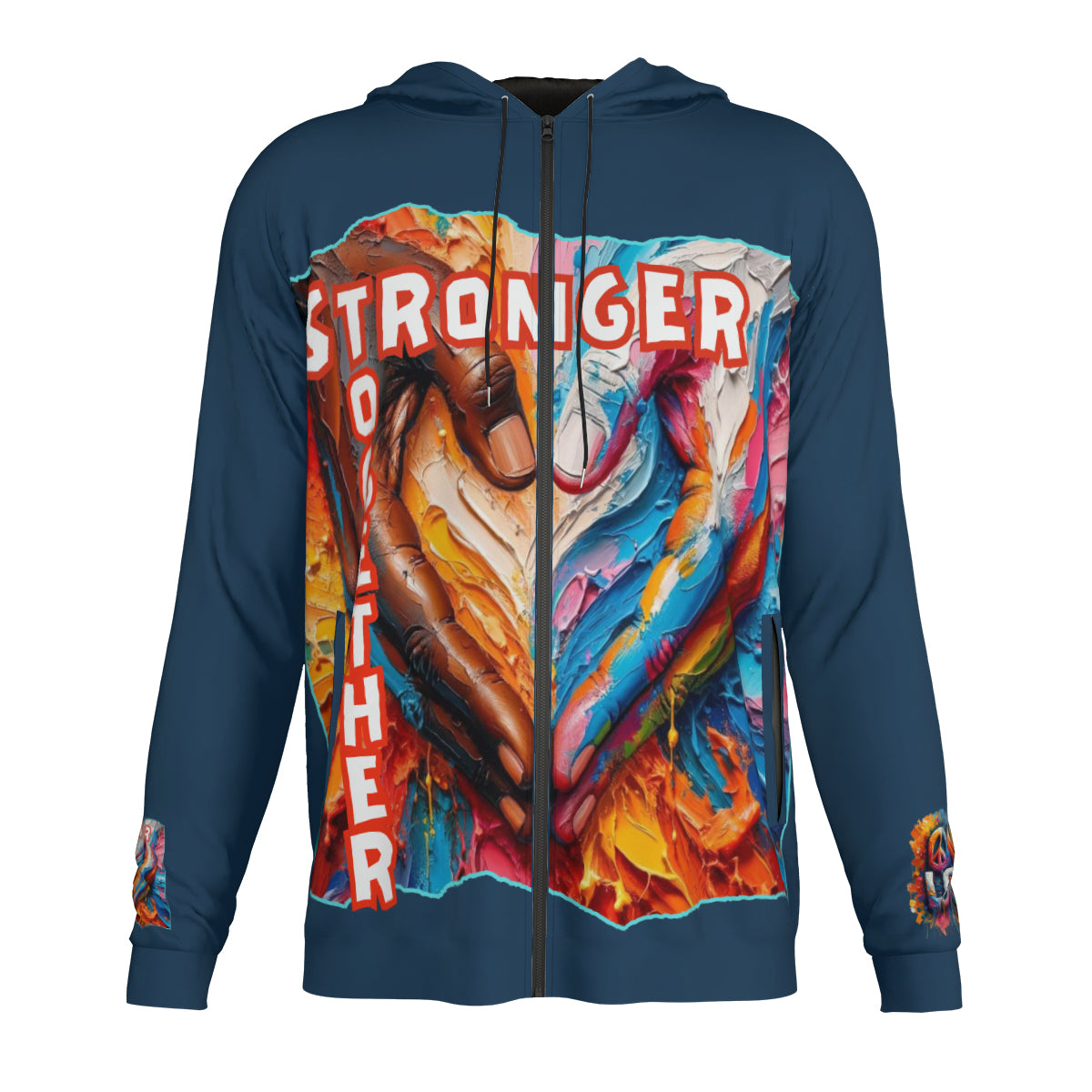 Men's Lightweight Zip Up Hoodie | Polyester "Stronger Together"