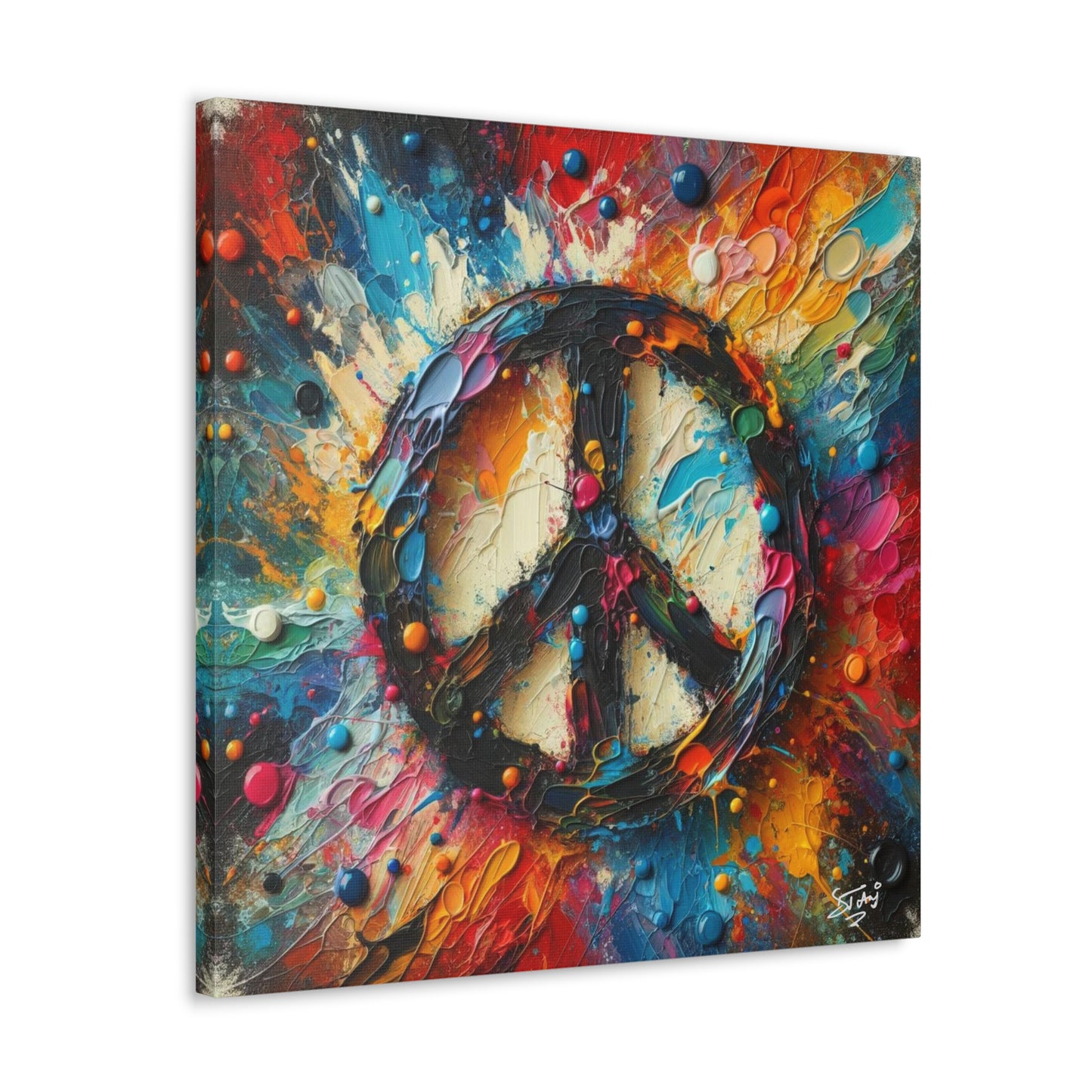 Art Print, "Peace" Oil Finish, Abstract, One Love, West Indian Ethnicity, Cultural, Heritage, Semi-Abstract, Canvas Gallery Wrap