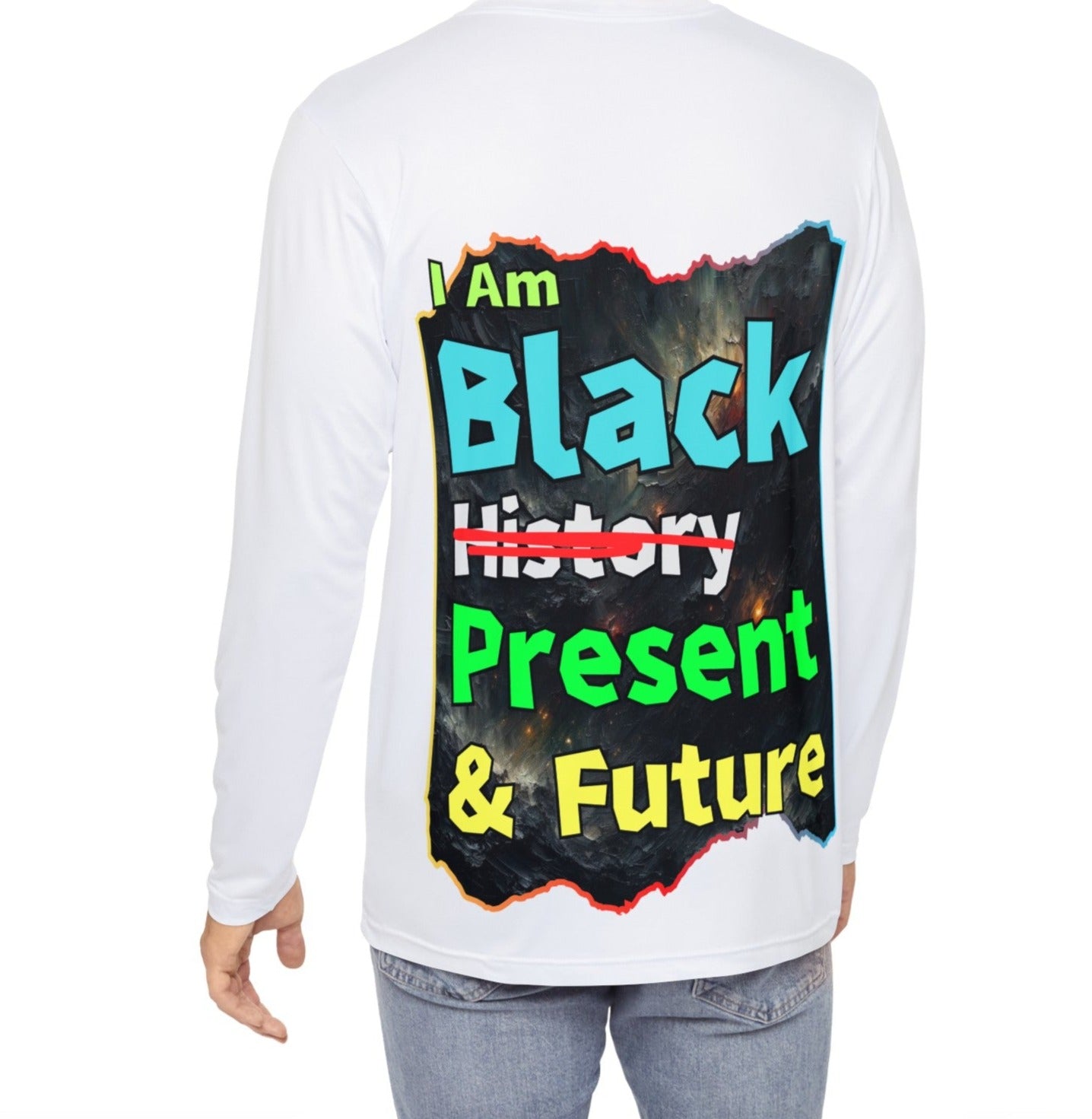 Men's Brushed Polyester Long Sleeve Shirt (AOP) "I Am Black Present & Future"