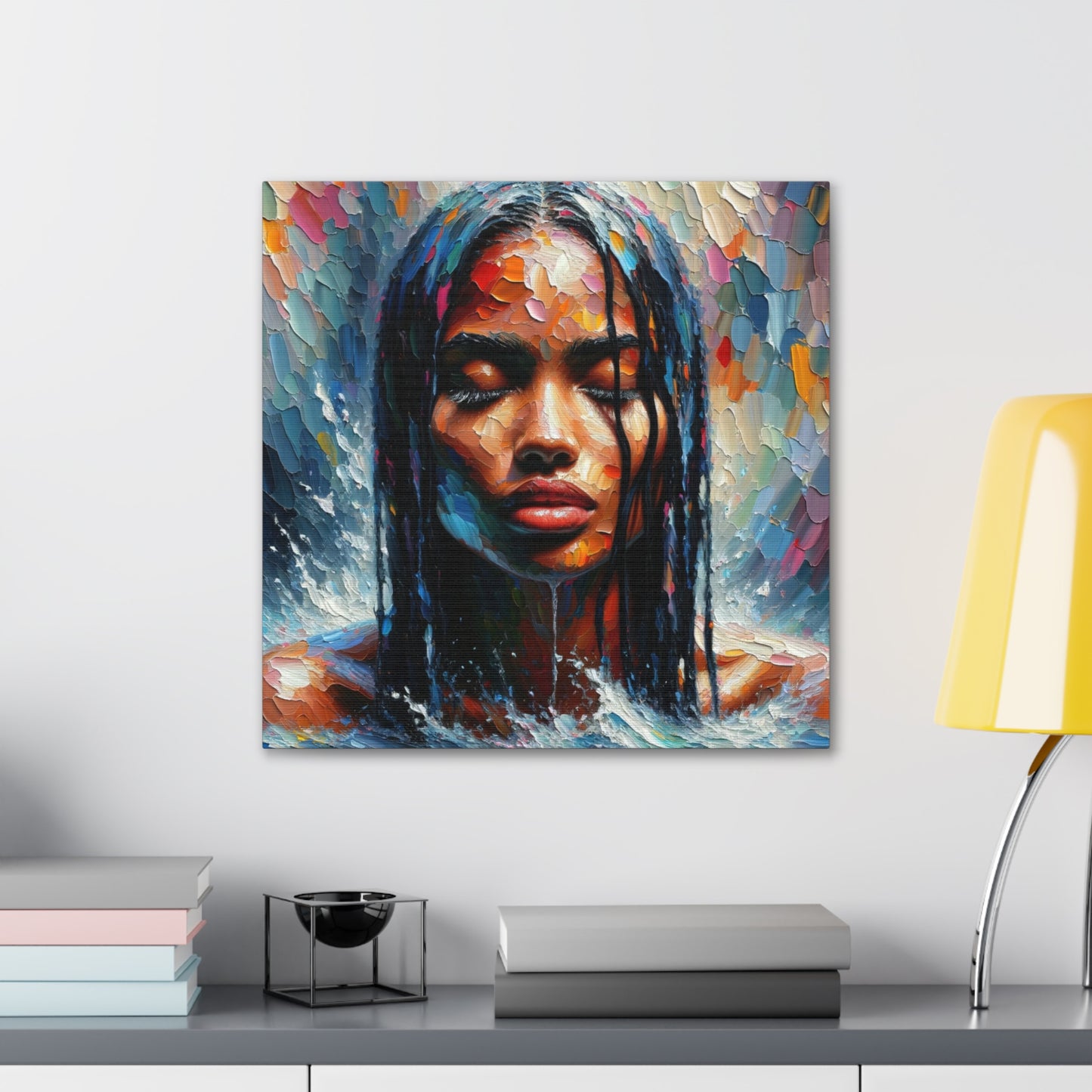 Art Print#7 of Trini Woman - Chilling in the Caribbean Sea, Oil Finish, West Indian Ethnicity, Cultural, Heritage Art, Canvas Gallery Wraps