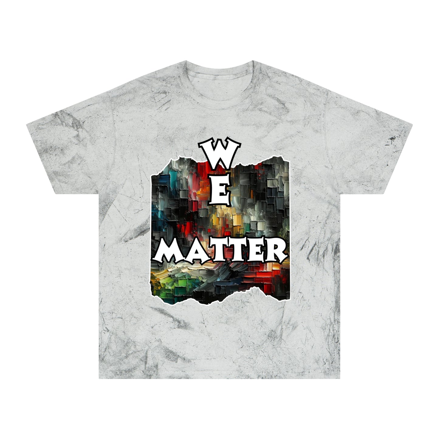 Unisex Color Blast T-Shirt "We Matter" Anti-Racism, Black Consciousness, Black Pride, One Love, Inclusion Diversity, Immigrant Outsiders, FashionWithPurpose, Conscious Clothing, Cultural Identity, Black Inspiration Empowerment