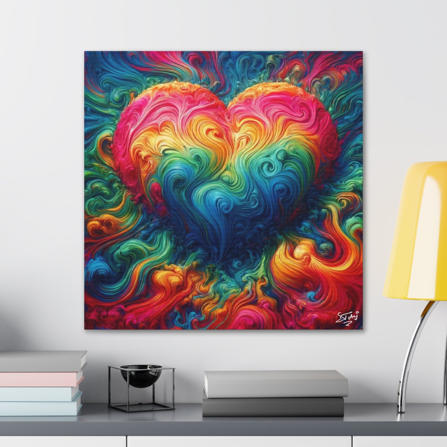 Art Print, "Love," Oil Finish, Unity, Togetherness, One Love, Semi-Abstract, Canvas Gallery Wrap