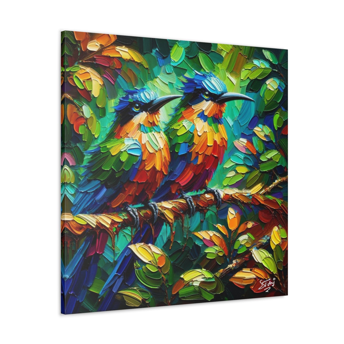 Art Print, Trinidad Motmot, Caribbean Birds, Abstract Oil Finish, Caribbean Nature, Cultural, Heritage, Canvas Gallery Wrap