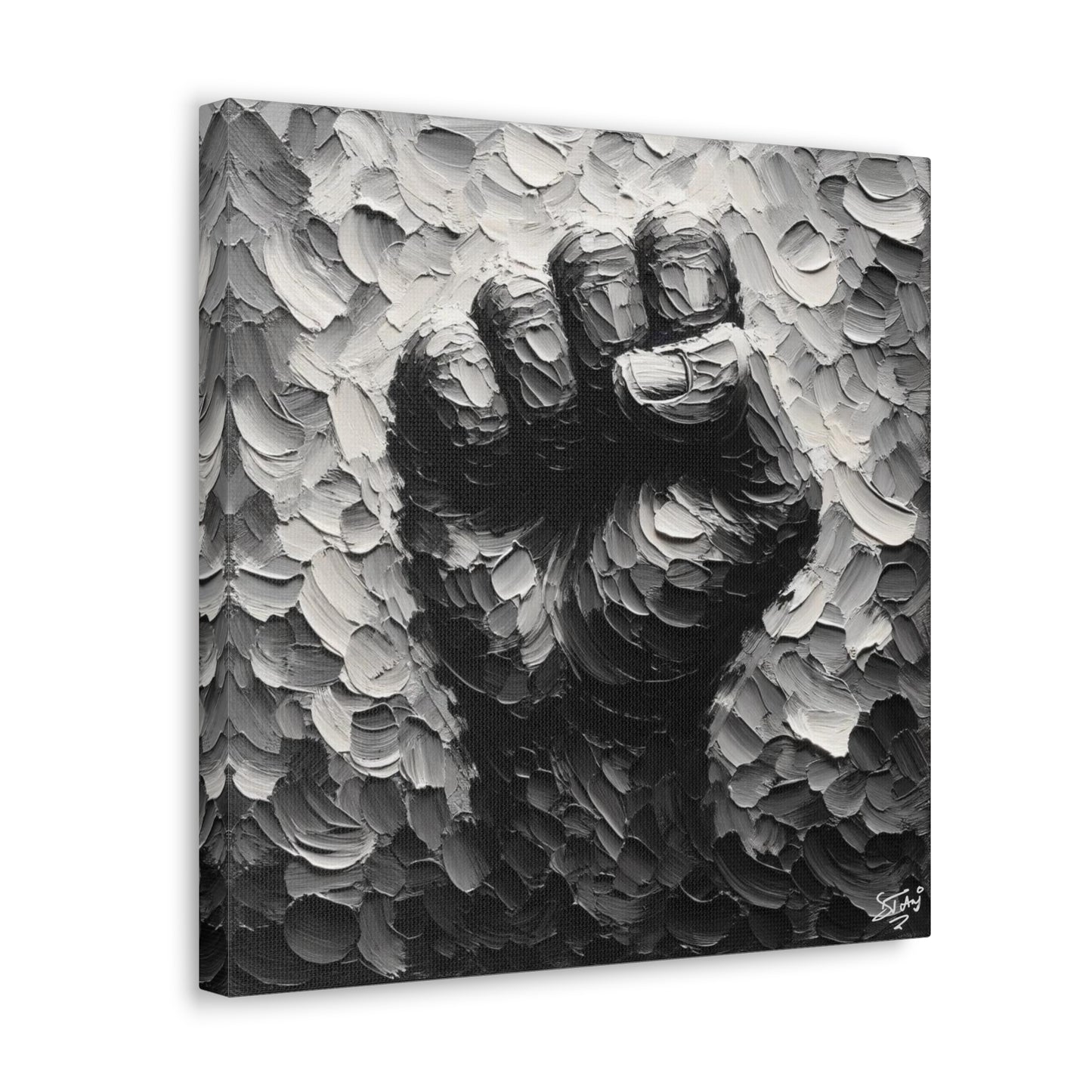 Art Print, Black Hand, Black Power, Oil Finish, Unity, One Love, Semi-Abstract, Canvas Gallery Wrap