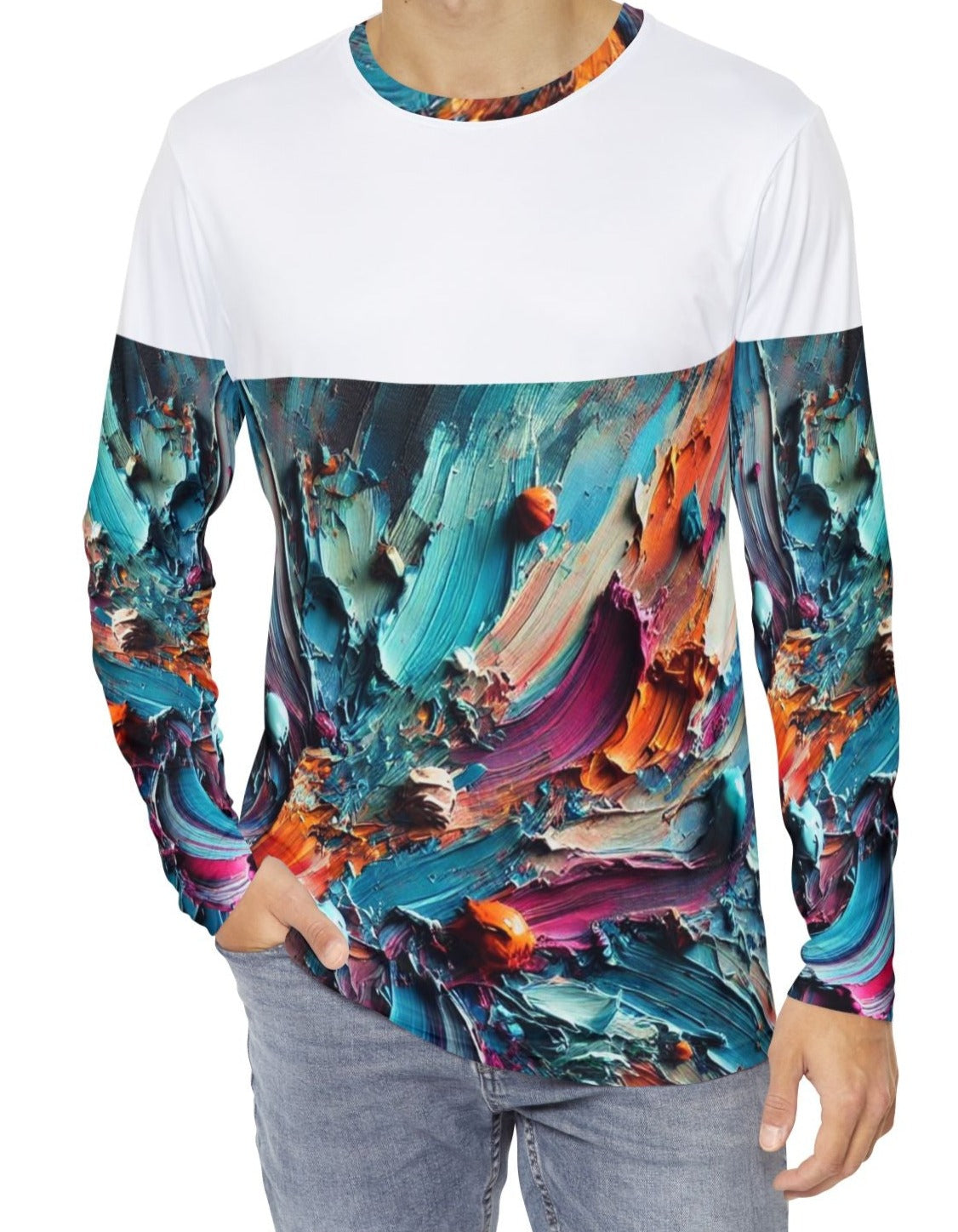 Men's Brushed Polyester Long Sleeve Shirt (AOP) Abstract Paint Print