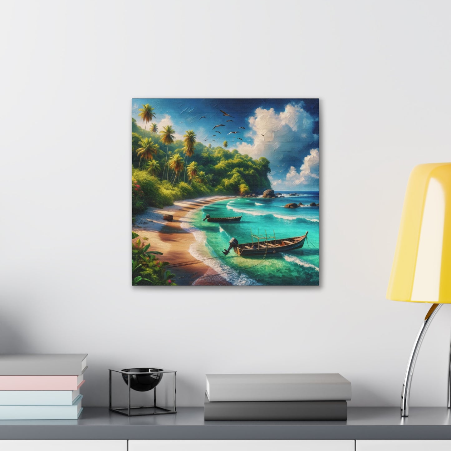 Art Print#3 of Caribbean Beach Scene, Swallows Beach, Tobago, West Indian Art, Canvas Gallery Wraps