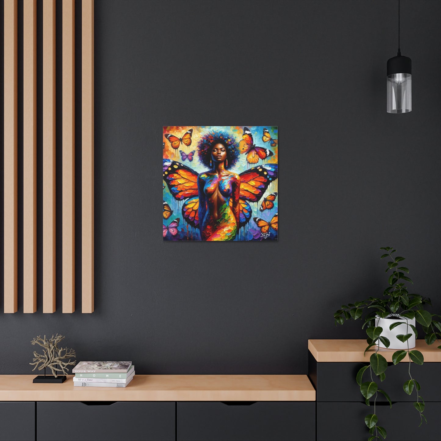 Art Print, Afro-Caribbean Woman, "Metamorphosis" Oil Finish, West Indian Ethnicity, Cultural, Heritage, Abstract, Canvas Gallery Wrap