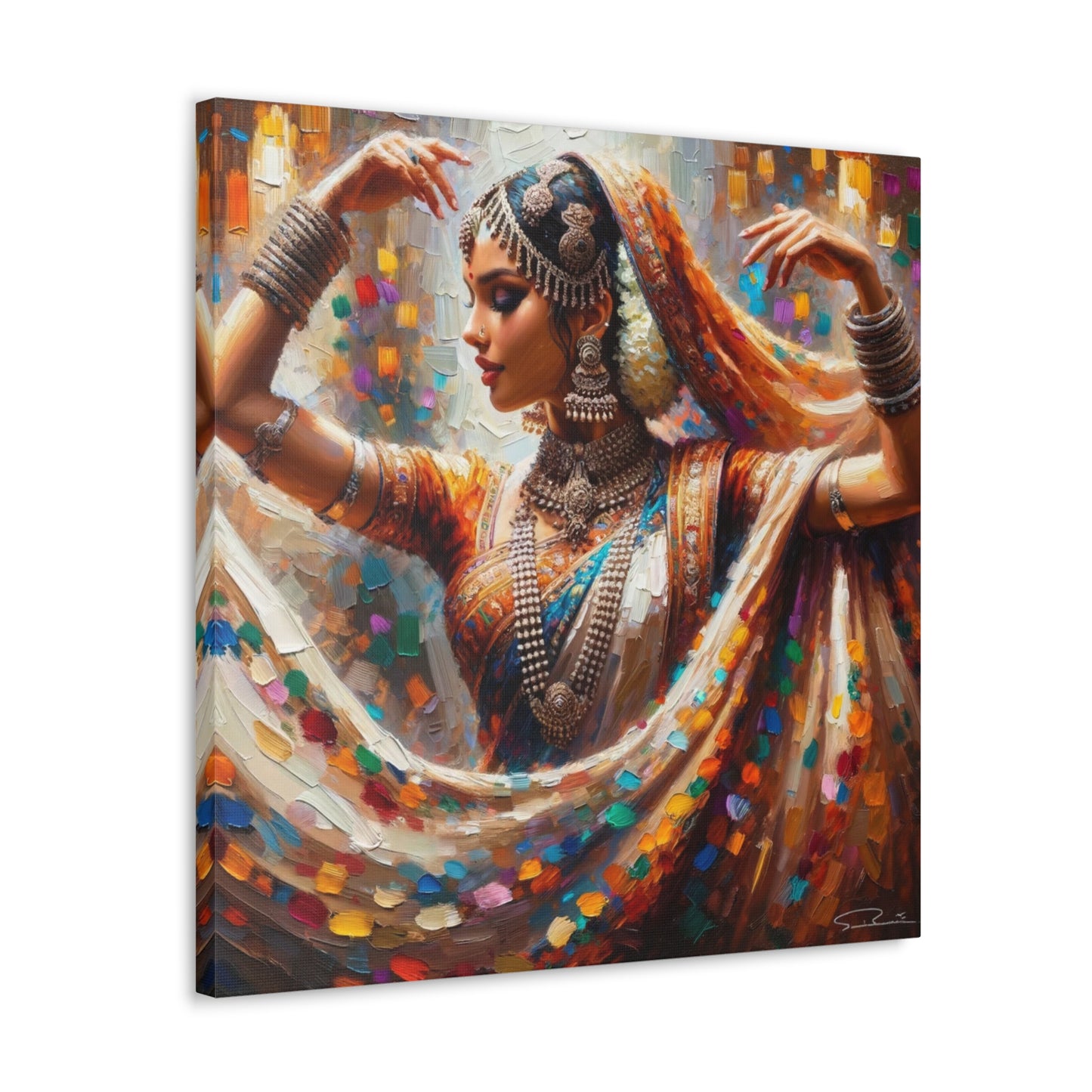 Art Print#2 of Indo-Trinidadian Woman, Oil Finish, West Indian Ethnicity, Cultural, Heritage, Art, Black Woman, Canvas Gallery Wraps