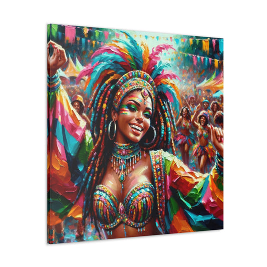 Art Print of Trini Masquerader, Carnival, Oil Finish, West Indian Ethnicity, Cultural, Heritage, Art, Black Woman, Canvas Gallery Wraps