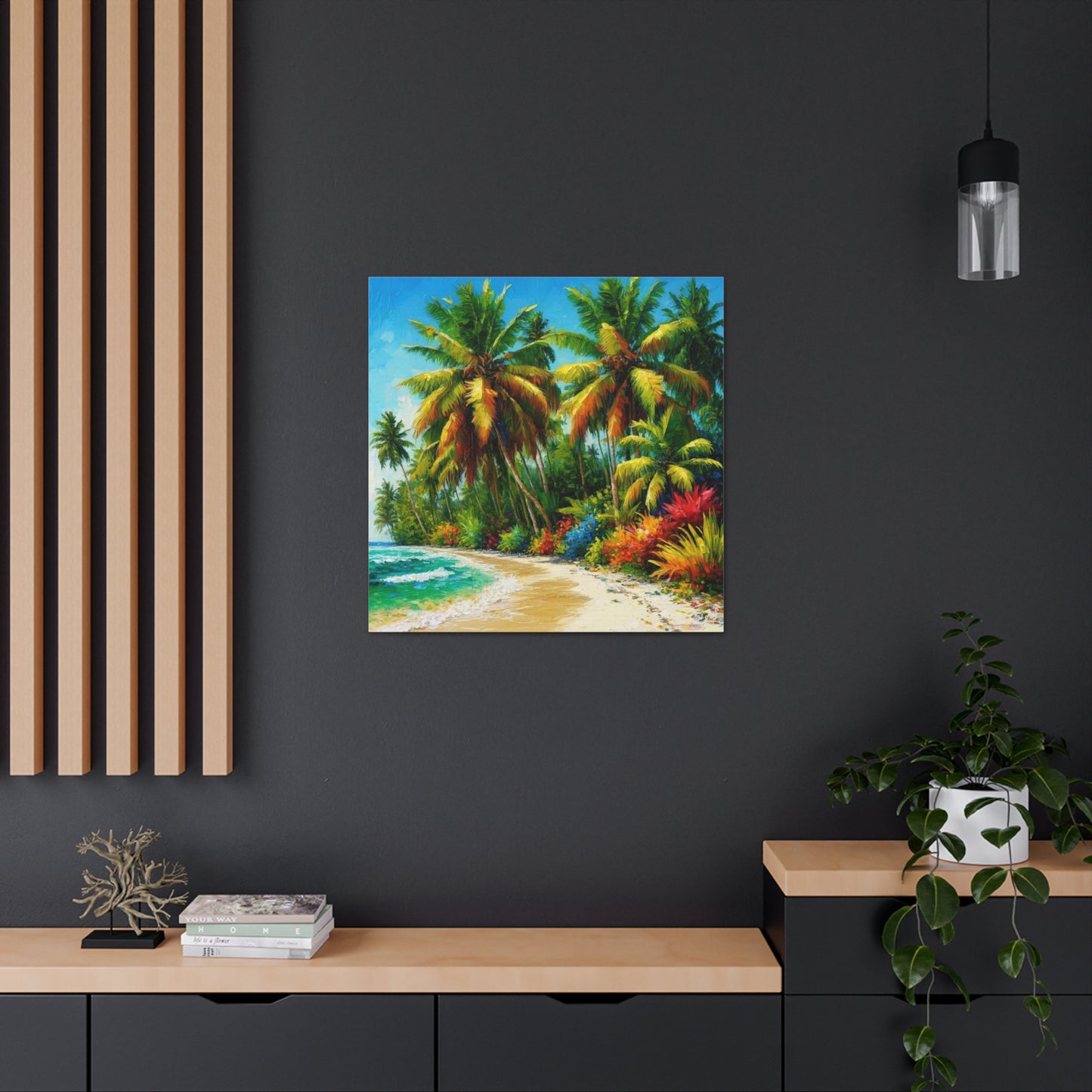 Art Print of Caribbean Beach Scene, Oil Painting, West Indian Art, Canvas Gallery Wraps