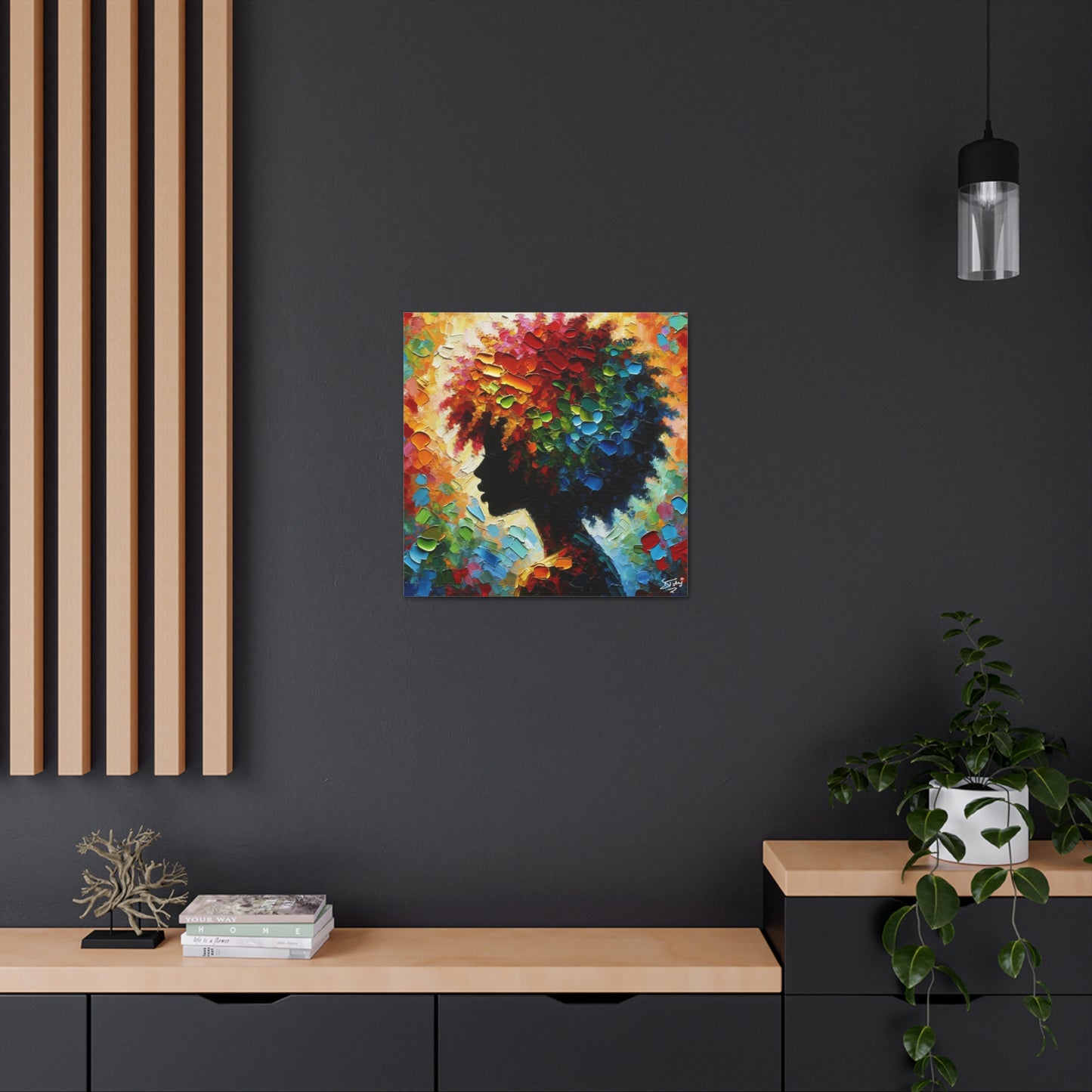 Art Print, Afro-Caribbean Woman, Oil Finish, West Indian Ethnicity, Cultural, Heritage, Semi-Abstract, Canvas Gallery Wrap