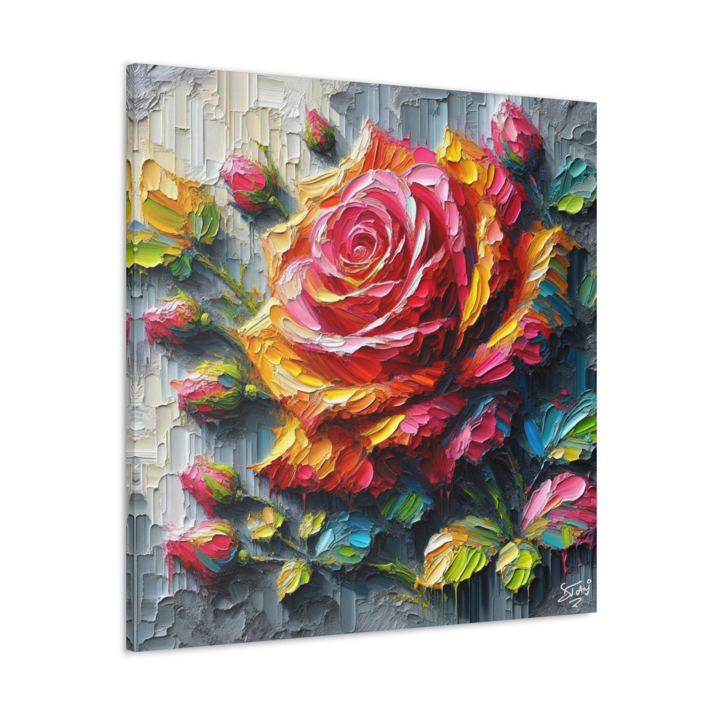 Art Print, Caribbean Flowers, Oil Finish, Caribbean Nature, Cultural, Heritage, Semi-Abstract, Canvas Gallery Wrap