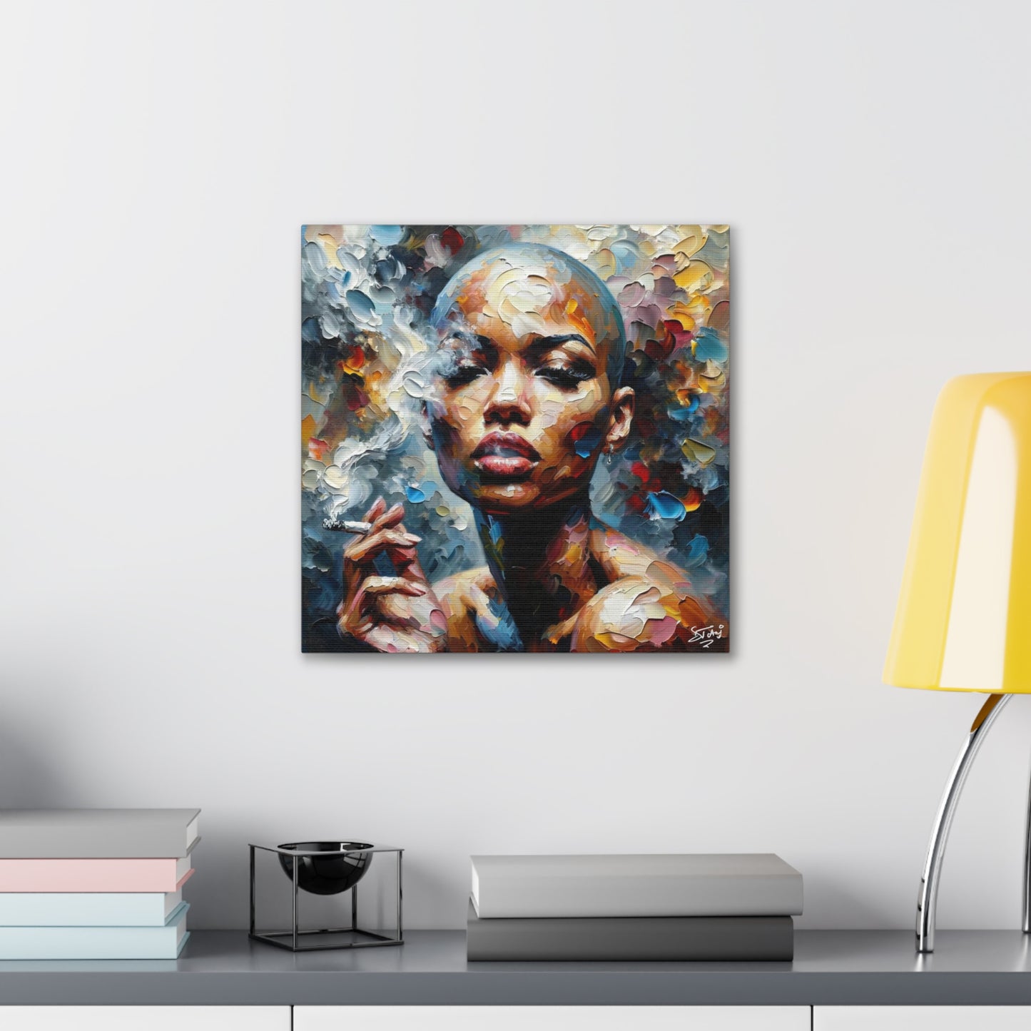 Art Print, Afro-Caribbean Woman, "Confident" Oil Finish, West Indian Ethnicity, Cultural, Heritage, Abstract, Canvas Gallery Wrap