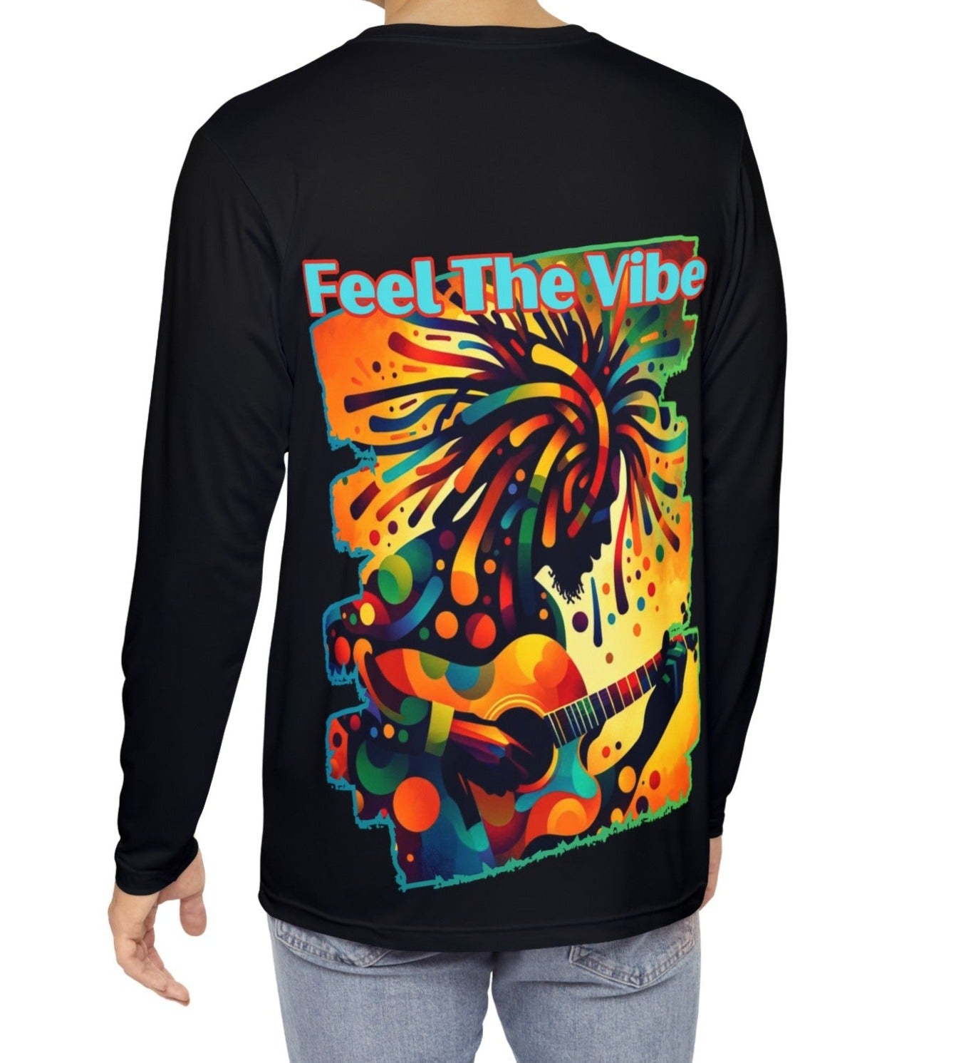 Men's Brushed Polyester Long Sleeve Shirt (AOP) "Feel The Vibe"