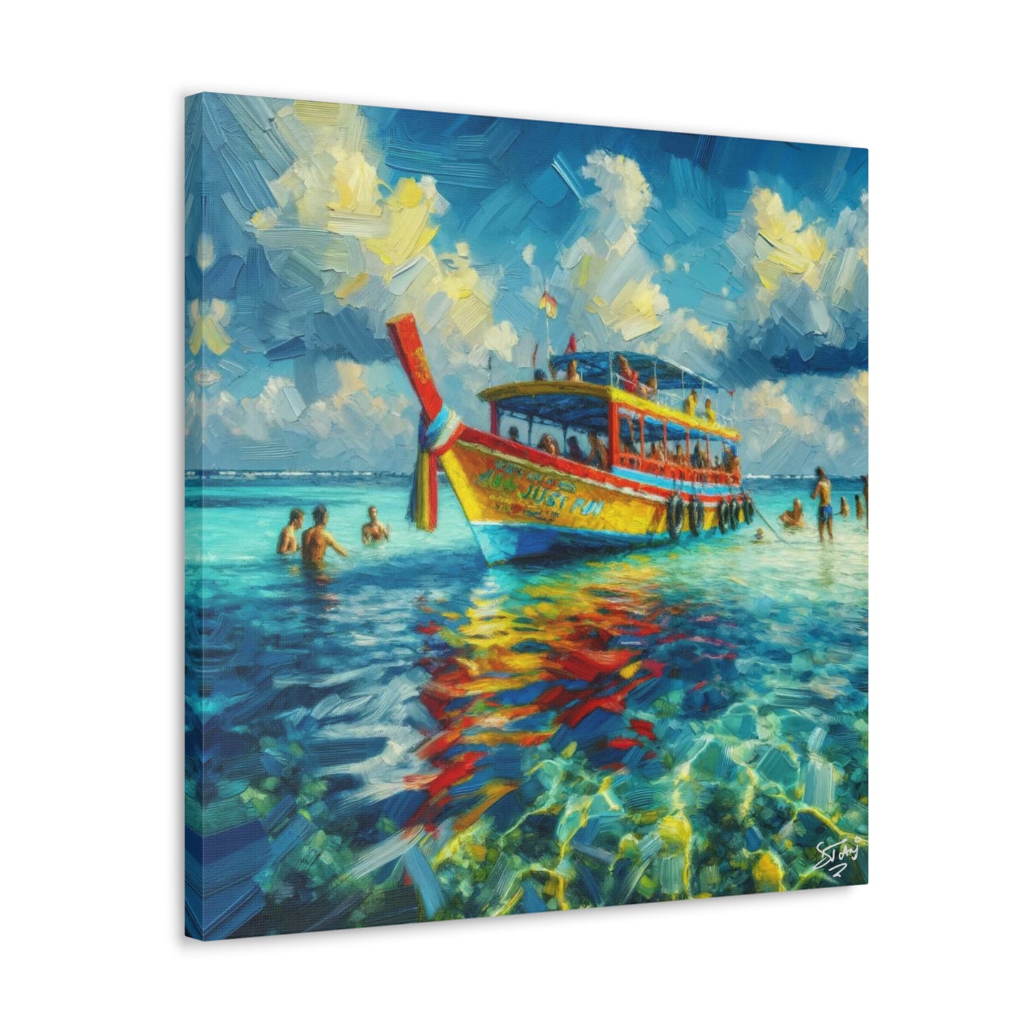 Art Print of Caribbean Beach Scene, Nylon Pool, Tobago, West Indian Art, Canvas Gallery Wraps