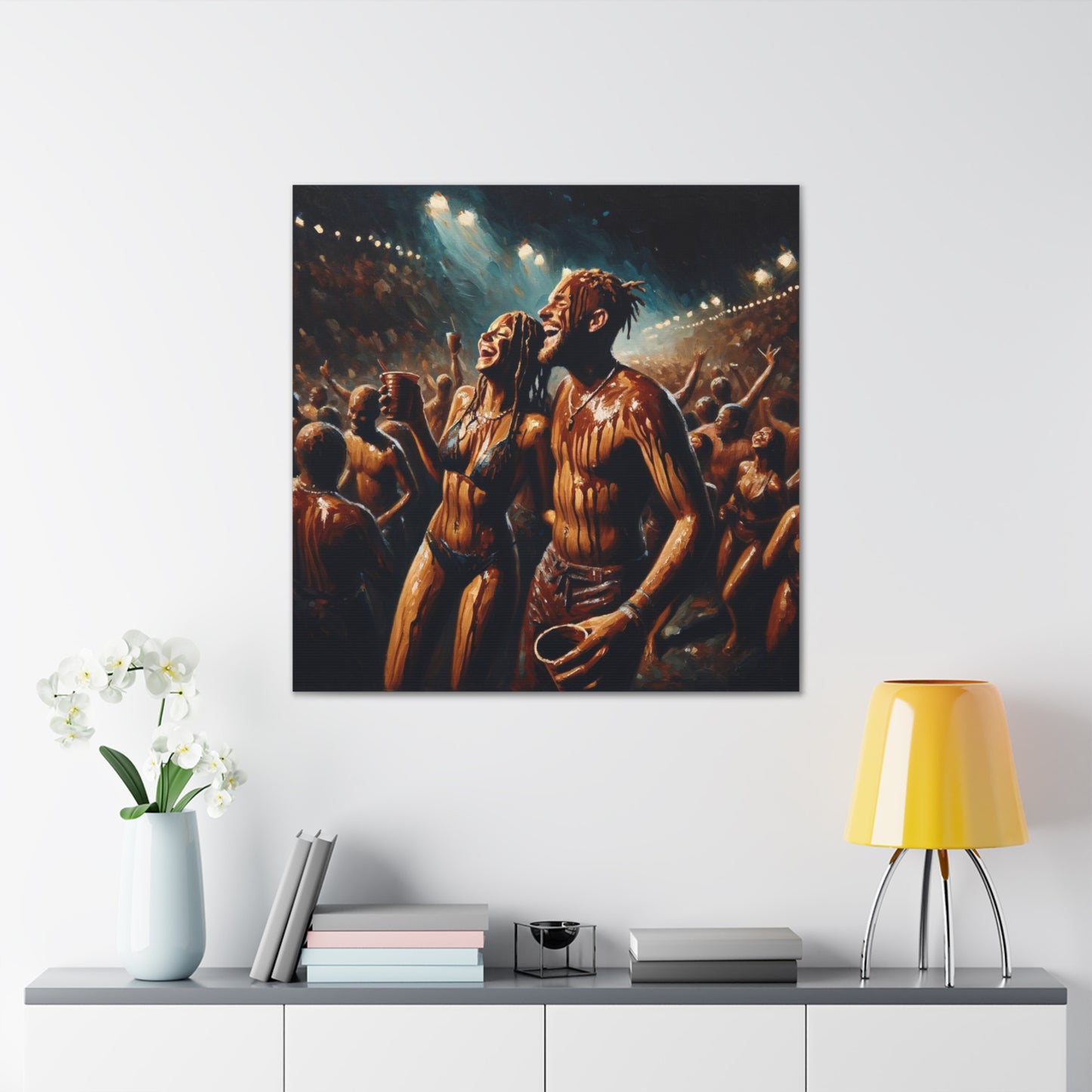 Art Print of Jouvert Morning, Afro-Caribbean Couple#9, Oil Finish, West Indian Ethnicity, Cultural, Heritage, Canvas Gallery Wraps