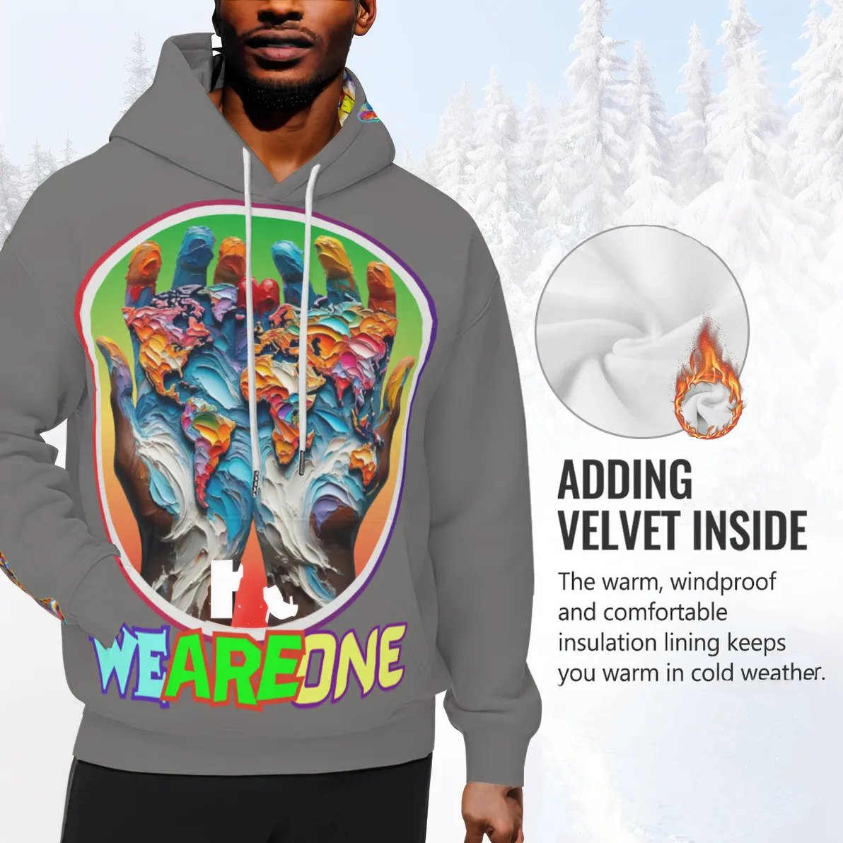 Men’s Plush Fleece Lined Hoodie "We Are One"