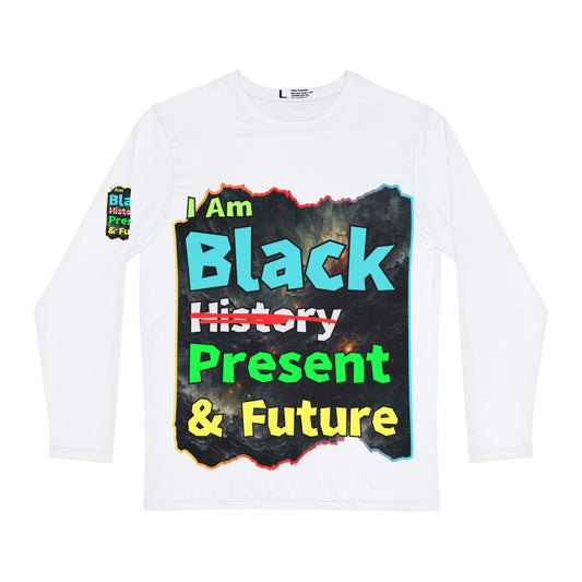 Men's Brushed Polyester Long Sleeve Shirt (AOP) "I Am Black Present & Future"