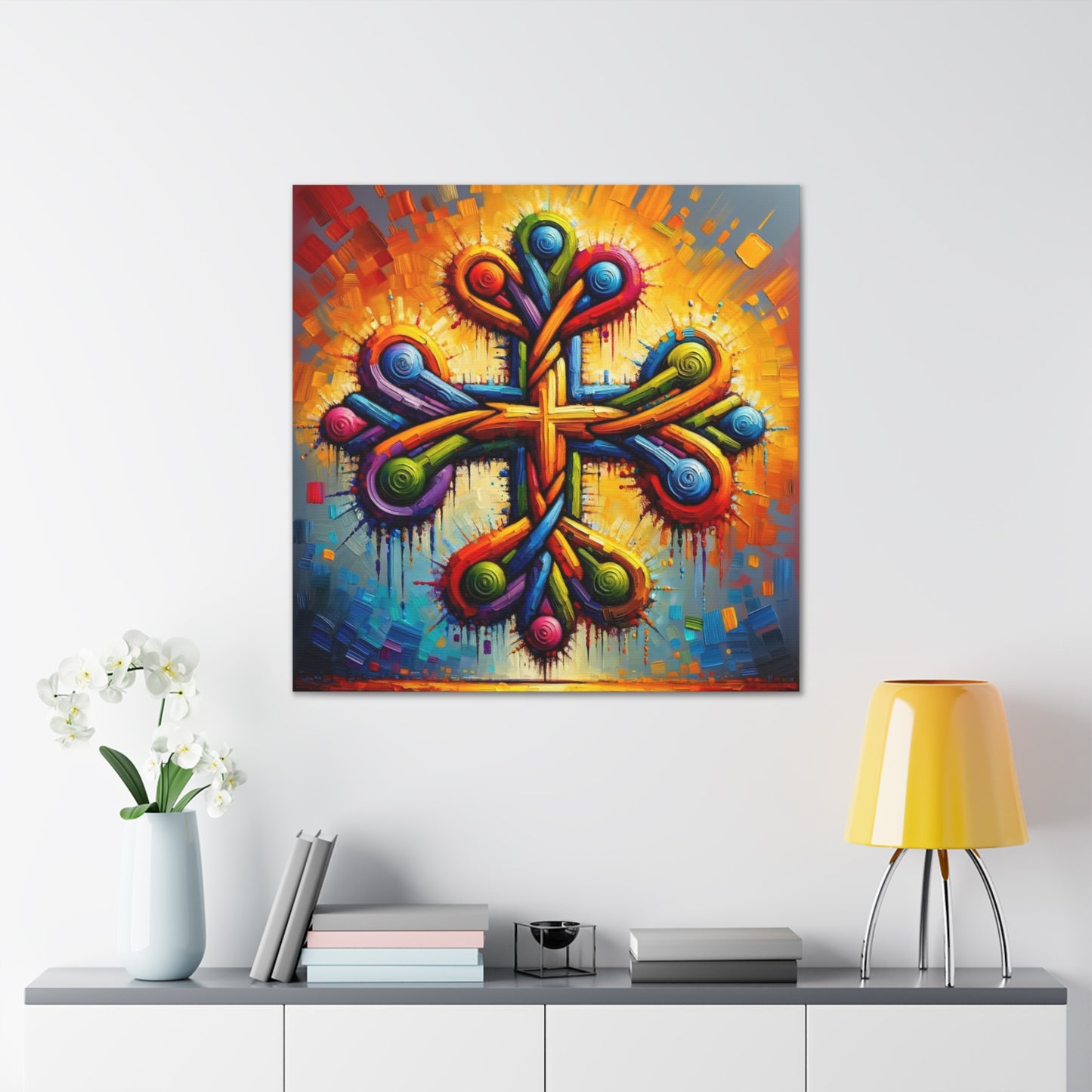 Art Print, "African Unity" Oil Finish, Abstract, One Love, West Indian Ethnicity, Cultural, Heritage, Semi-Abstract, Canvas Gallery Wrap