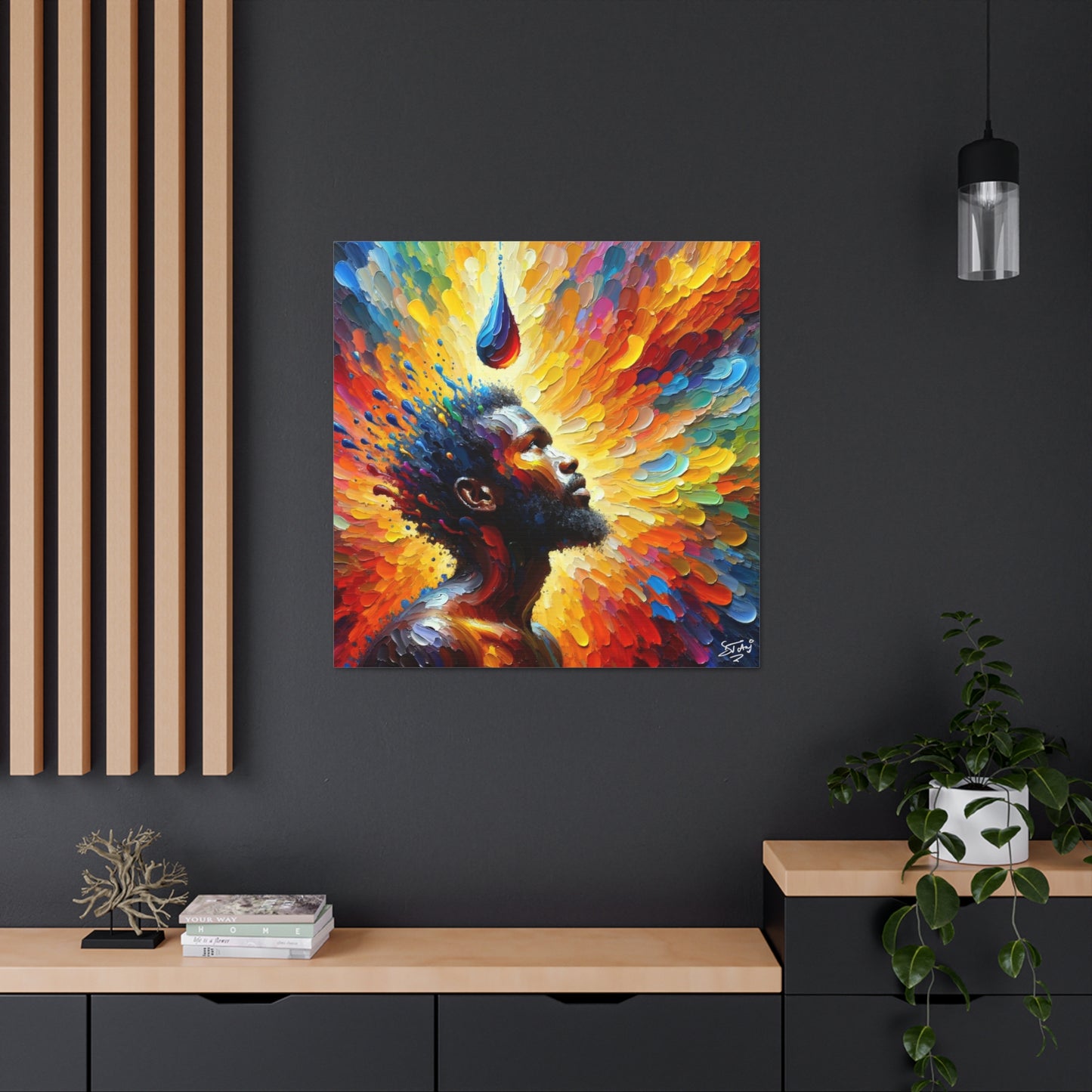 Art Print, Afro-Caribbean Man, "One Drop" Oil Finish, West Indian Ethnicity, Cultural, Heritage, Abstract, Canvas Gallery Wrap